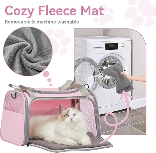 Vista 49 de PETSFIT Transportador de mascotas, transportador de perros aprobado por aerolíneas, plegable de lados suaves, aprobado por la TSA para gatos Azul