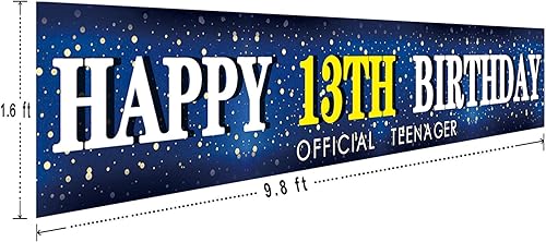 Miniatura 2 de Cartel grande azul de feliz cumpleaños 13, cartel enorme adolescente, letrero de cumpleaños 13 para patio, jardín, fiesta de cumpleaños azul de 13