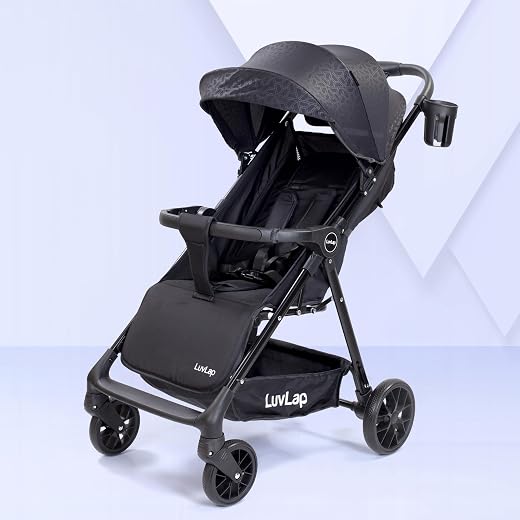 LuvLap Comfy Baby Stroller, Pram for 0 to 3 Years, New Born/Toddler/Kid, 5 Point Safety Harness, 360 Swivel Wheel, Large S...