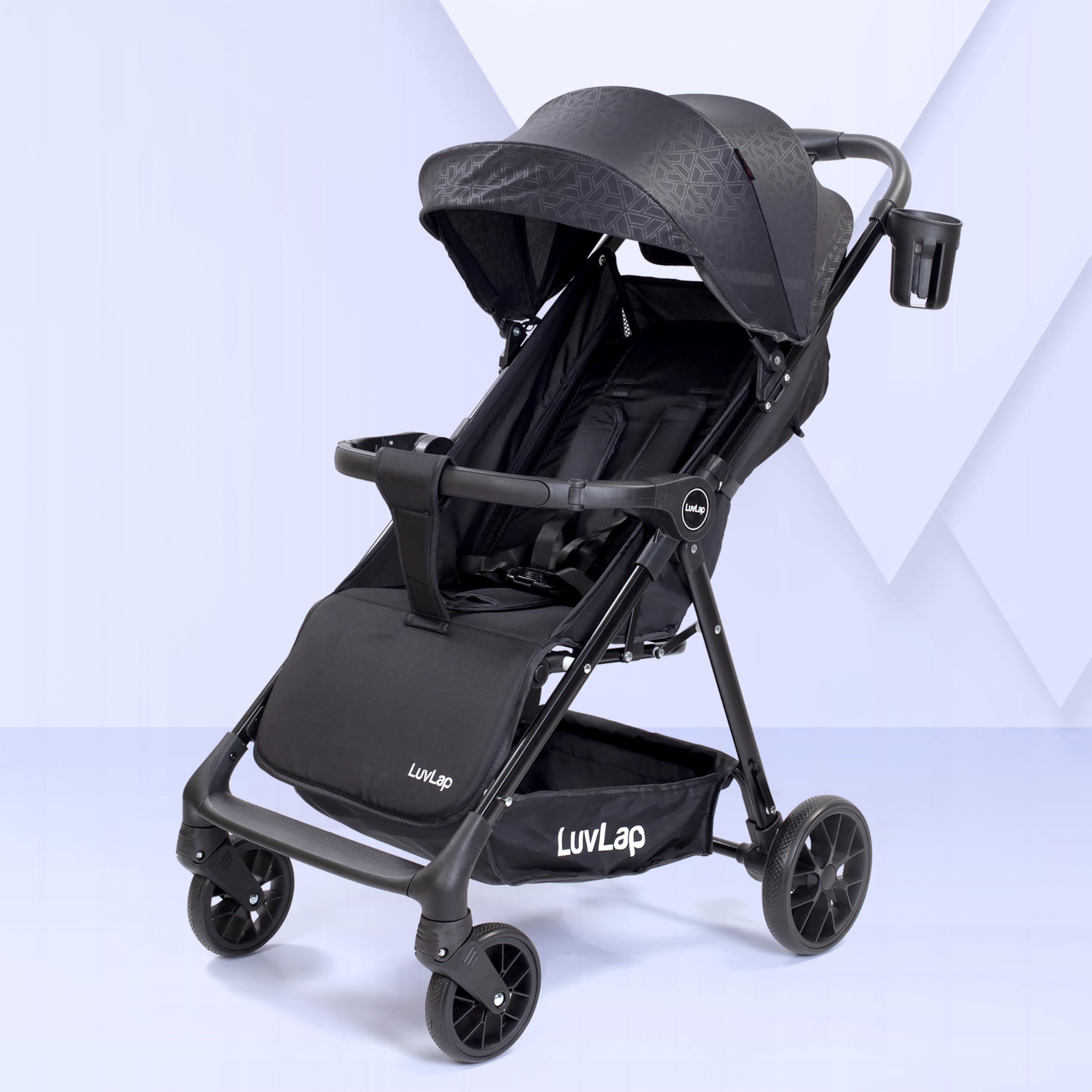 LuvLap Comfy Baby Stroller, Pram for 0 to 3 Years, New Born/Toddler/Kid, 5 Point Safety Harness, 360 Swivel Wheel, Large Storage Basket, Easy Fold, Extendable Canopy, Adjustable Backrest,-image-12