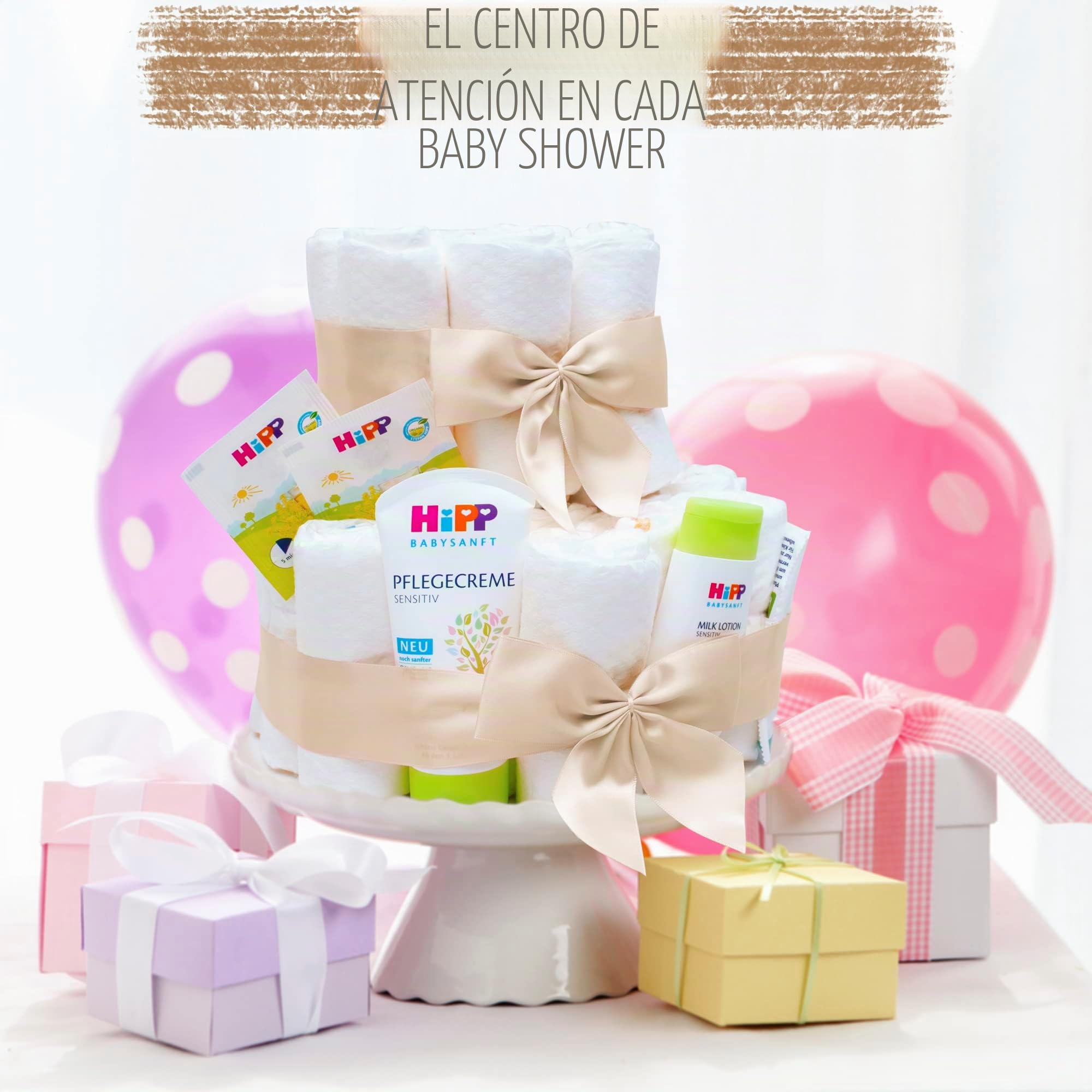 MilaBoo® Tarta de pañales de 2 niveles para niño con productos premium de HIPP I Regalo personal para bebés para bautizos y baby showers (azul)