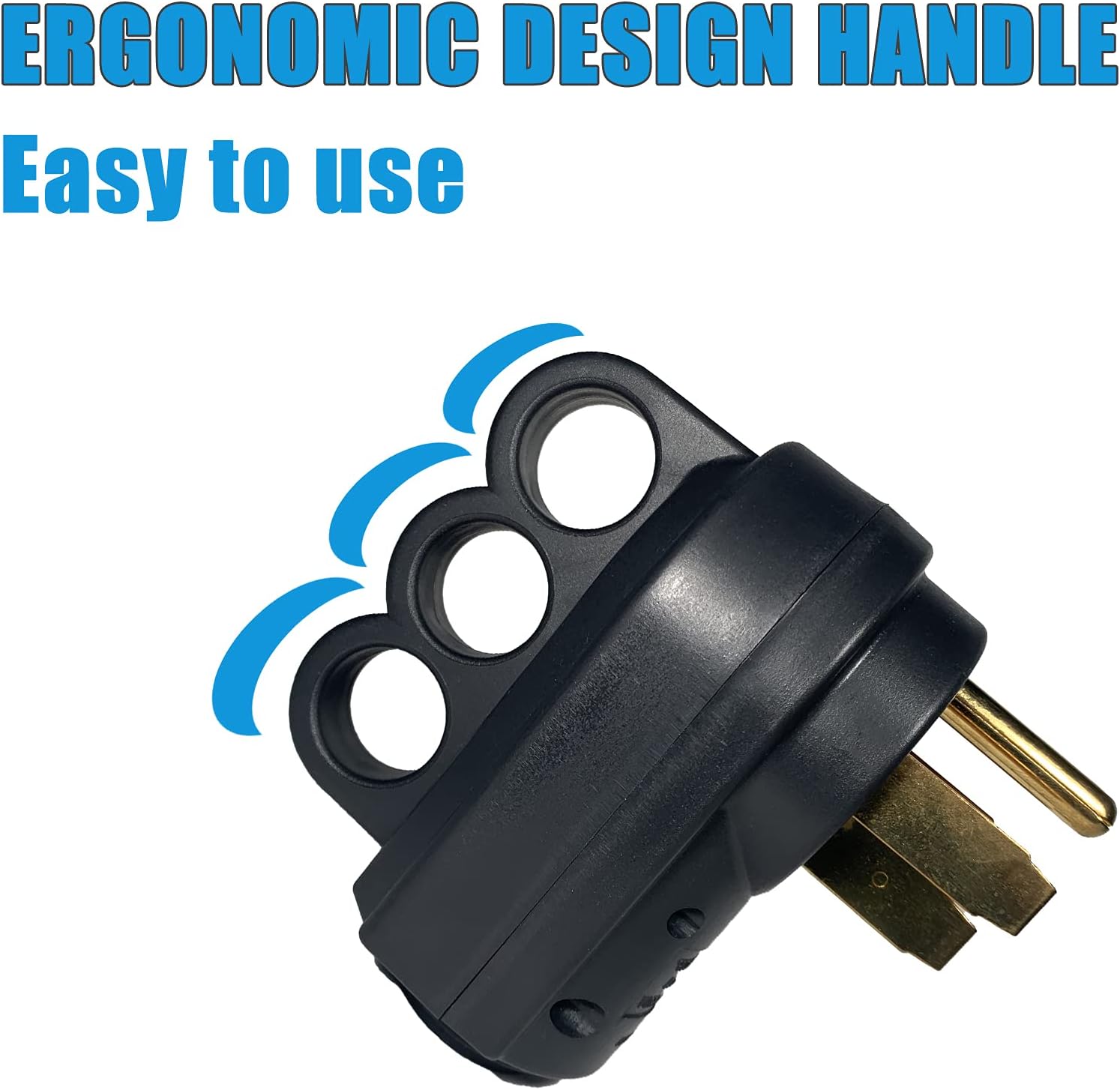 50 Amp RV Plug, NEMA 14-50P 125/250 Volt Heavy Duty Replacement Male Plug with Ergonomic Handles for RV, EV, Generator Cord, ETL Listed