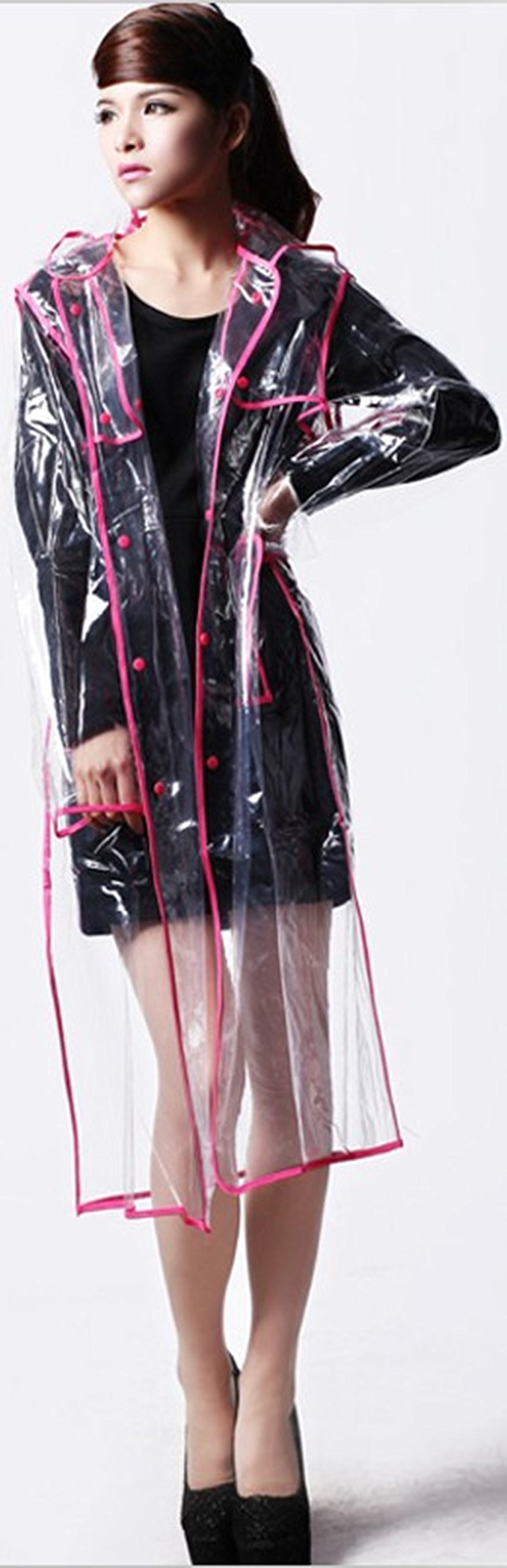 Bearcat Petty Cabin Colorful Edge Transparent Women's Raincoat Outdoor Poncho