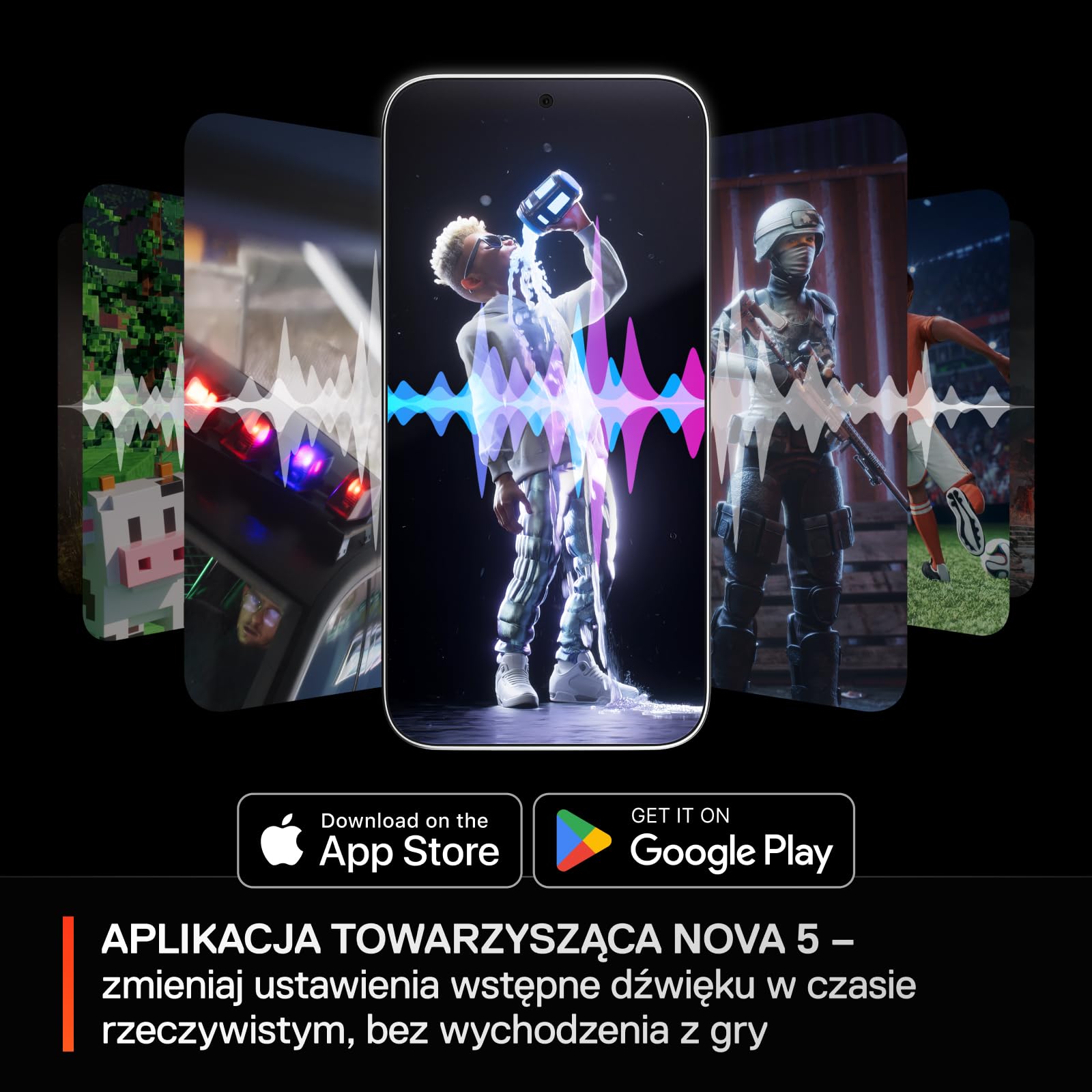 SteelSeries Arctis Nova 5X - Słuchawki wi-fi do gier - Neodymowe przetworniki magnetyczne - Ponad 100 ustawień wstępnych dźwięku - 60 godz baterii - 2,4 GHz lub BT - Mik. Gen2.X – Xbox, PC,PS5,mobile