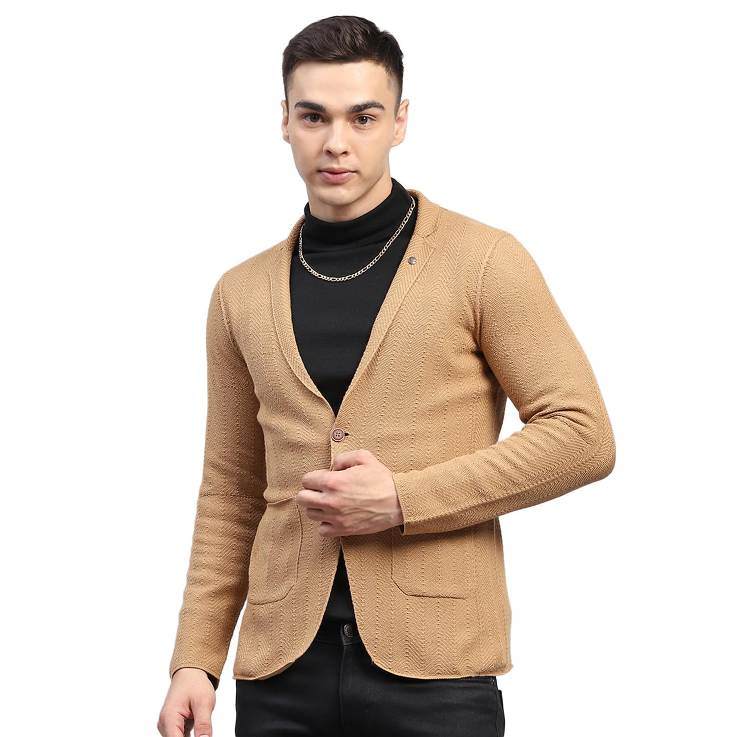 monte carlo Mens Self Design V Neck Full Sleeve Coat (1239388KC)-picture-39