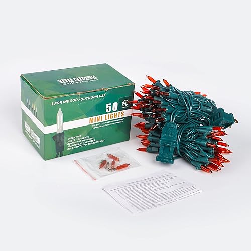 Miniatura 7 de MYGOTO - Miniluces naranjas de Acción de Gracias, paquete de 2 tiras de luces de 13 pies, 50 unidades, para otoño y otoño, conectables de 120 V para