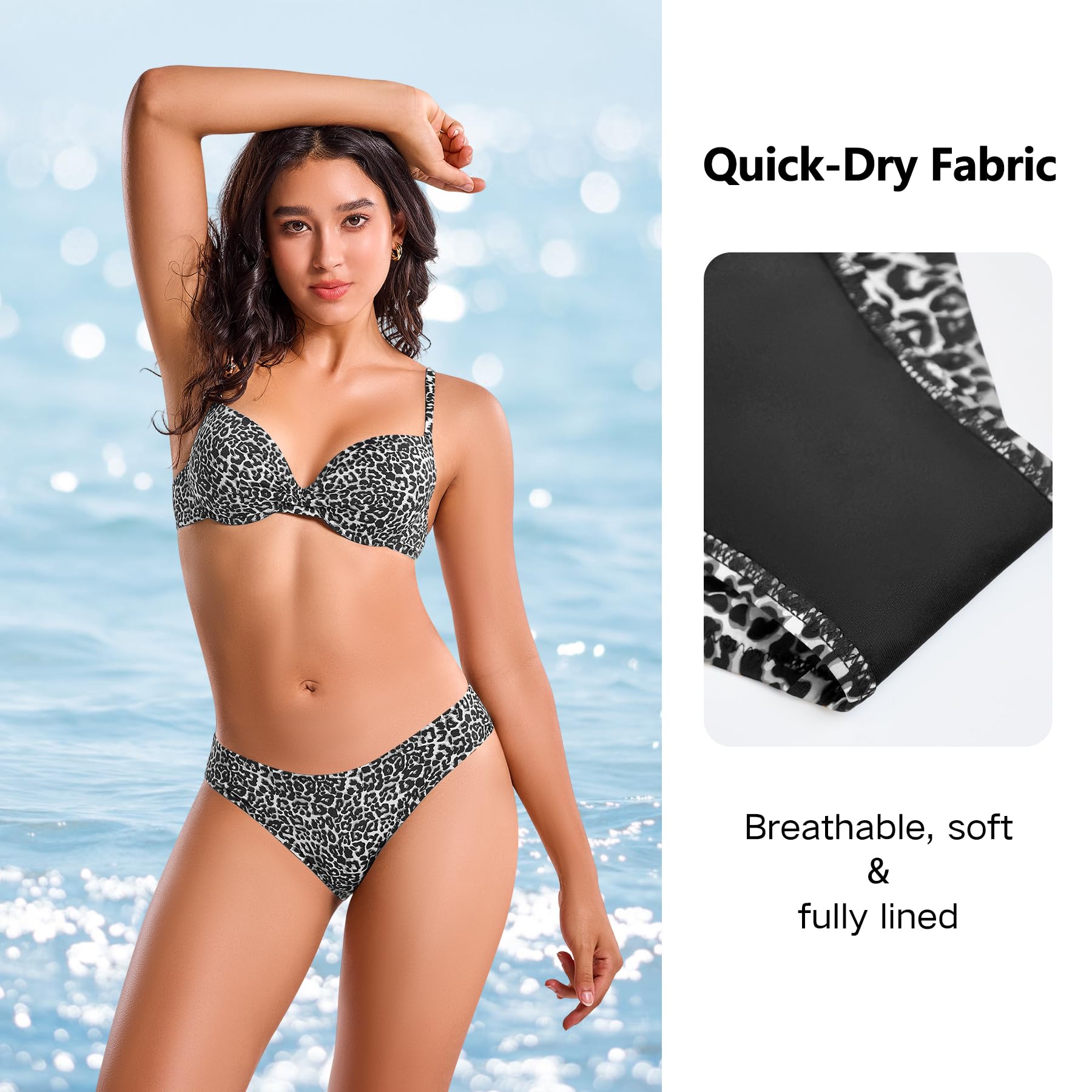 Conjunto de Bikini Estampado de Leopardo para Mujer, Traje de Baño de Dos Piezas