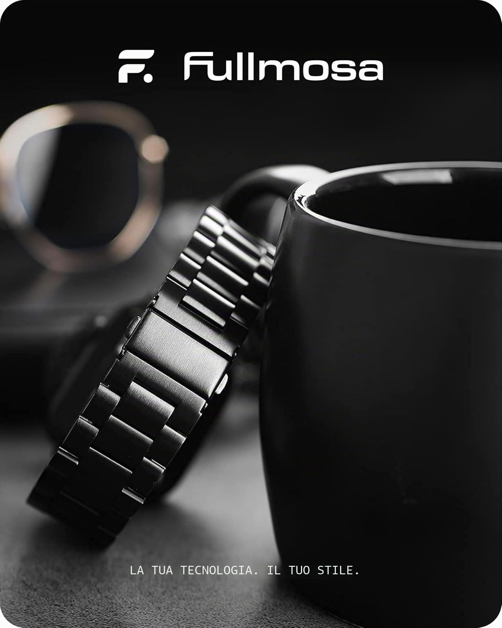Fullmosa Cinturino per Apple Watch 44mm 45mm 42mm 46mm 49mm 40mm 41mm 38mm, Cinturino Acciaio Inossidabile Compatibile con Apple Watch Ultra3/SE3 2 1 Serie 11 10 9 8 7 6 5 4 3, per Uomo e Donna, Nero