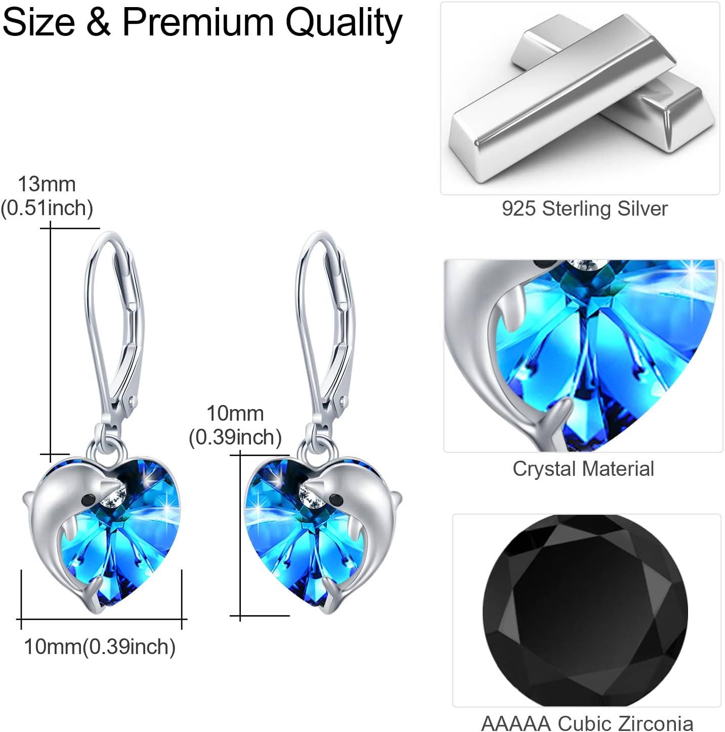 Sterling Silver Wave Dolphin Earrings - Women's Stud Earrings, Perfect Gifts for Dolphin Lovers - Image 5