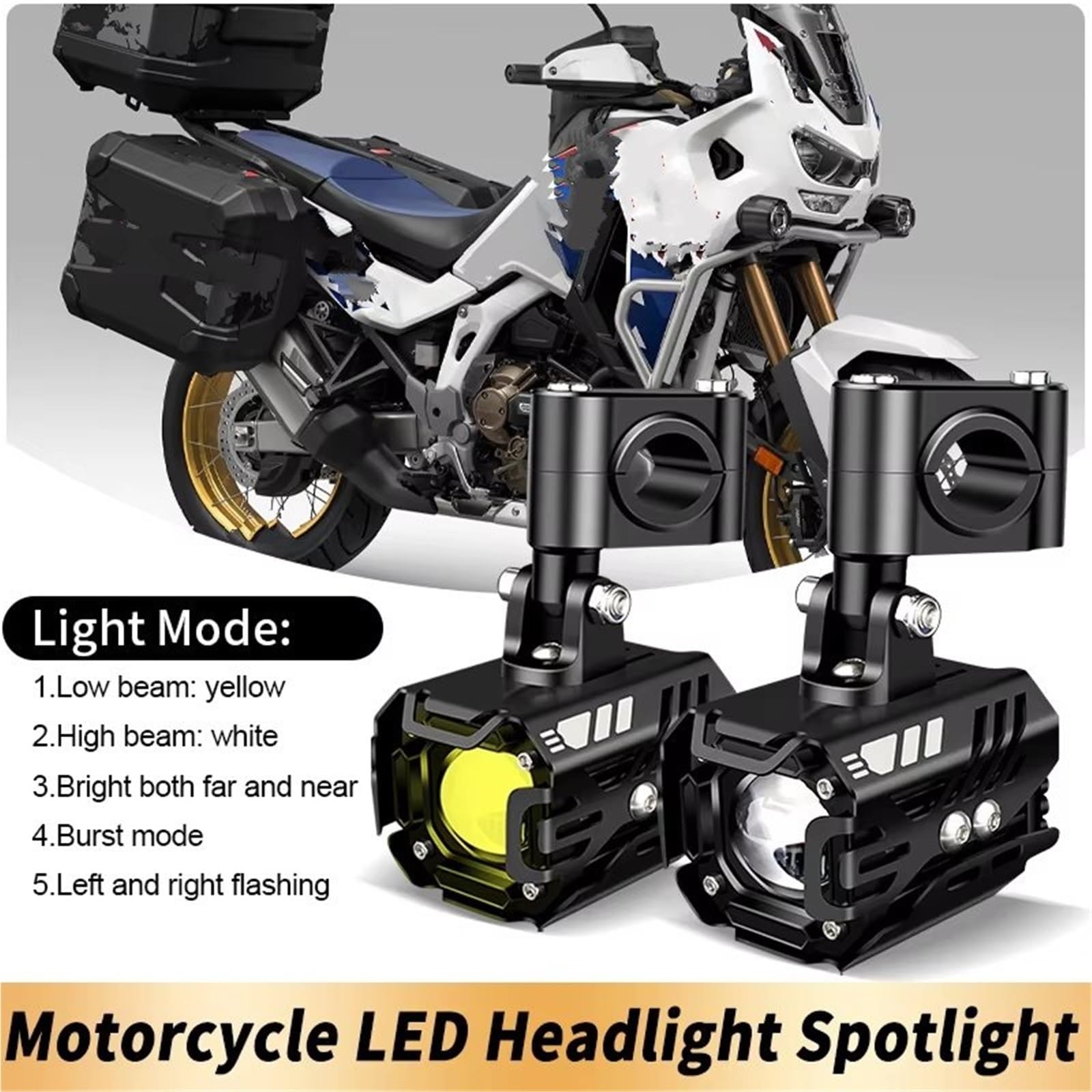 Générique Phare Avant Moto 1 Ensemble De Phares LED Supplémentaires pour Motos 80W, Assemblage Double Couleur pour BMW R1200GS F850GS F750GS LC pour Adventure