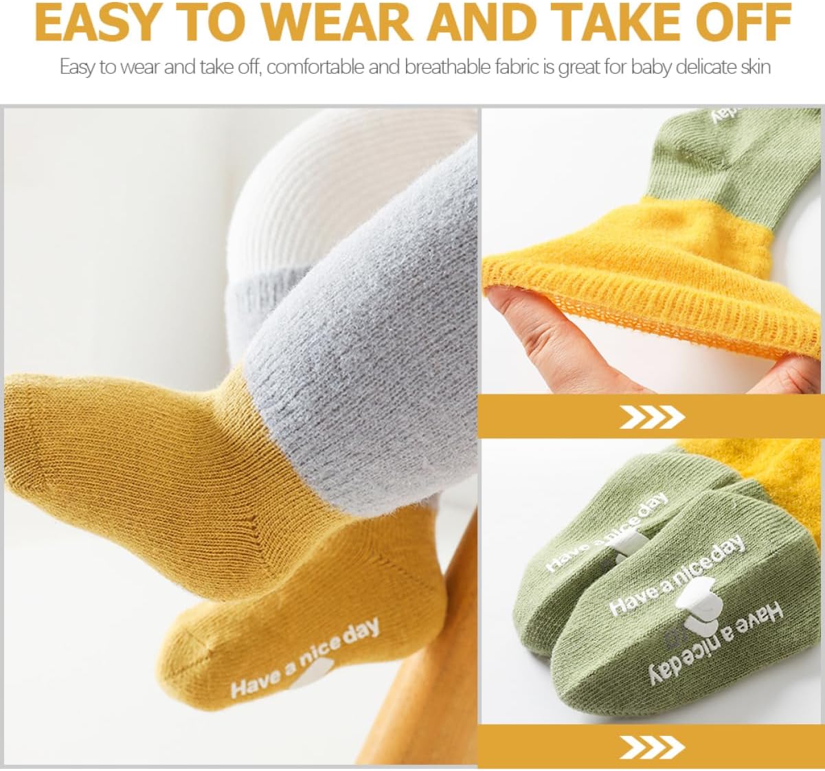 COLLBATH 3pairs Non Slip Socks for Toddlers Thermal Socks Grips Boy Girl Walking Boys Girls Non Slip Floor