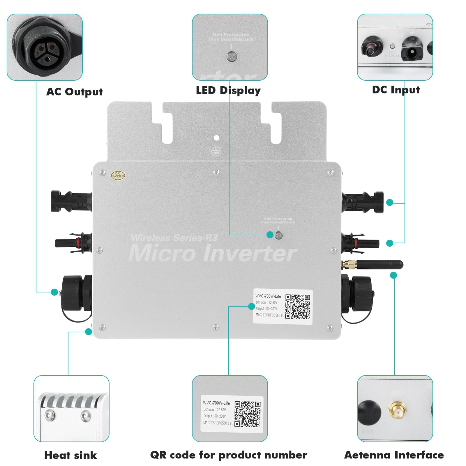 Micro Inverter Solare MPPT 1600W Jadeshay - Con Monitoraggio WiFi Per Impianti Fotovoltaici - Foto 14