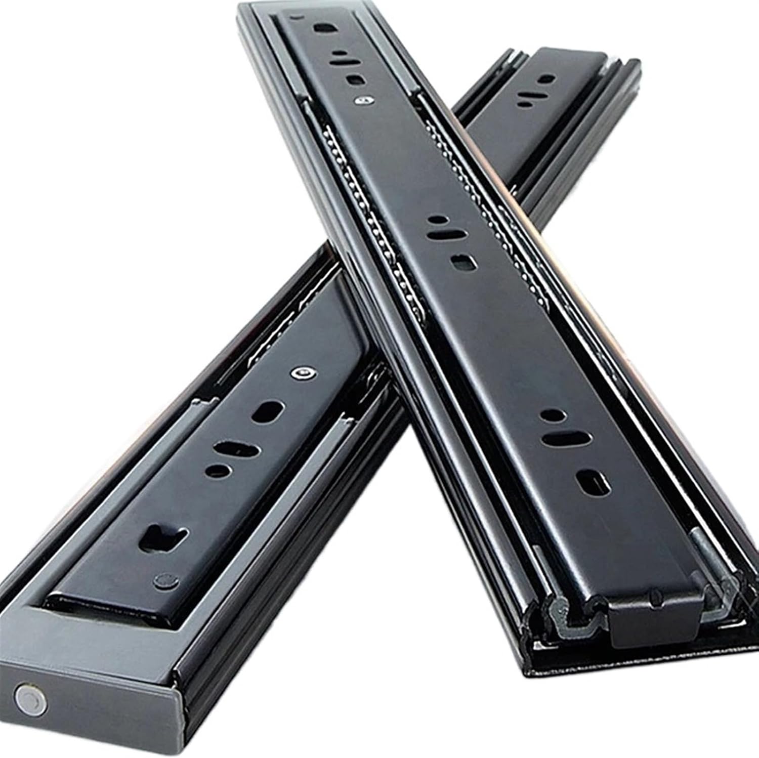 Hardware Full Extension Side Mount Drawer Slides 10-22" Three-Section Stainless Steel Drawer Slide Cabinet Furniture Hardware(Normal-35CM)