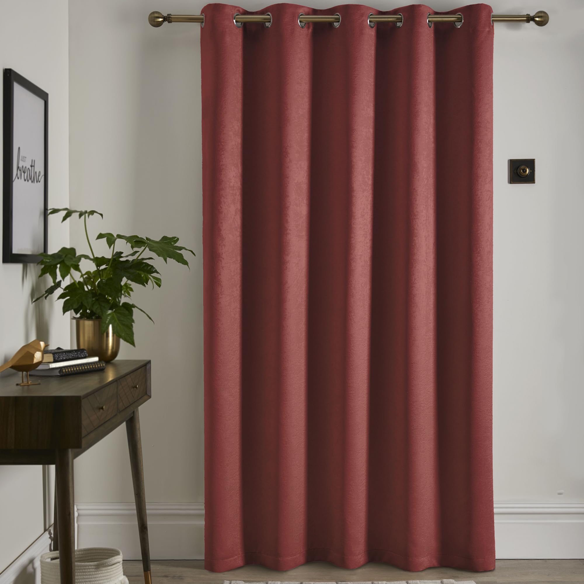 Fusion Terracotta Eyelet Curtain, W168 x L214cm (66x84), 1 Panel, Thermal Door Curtain for Bedroom or Living Room - Image 2