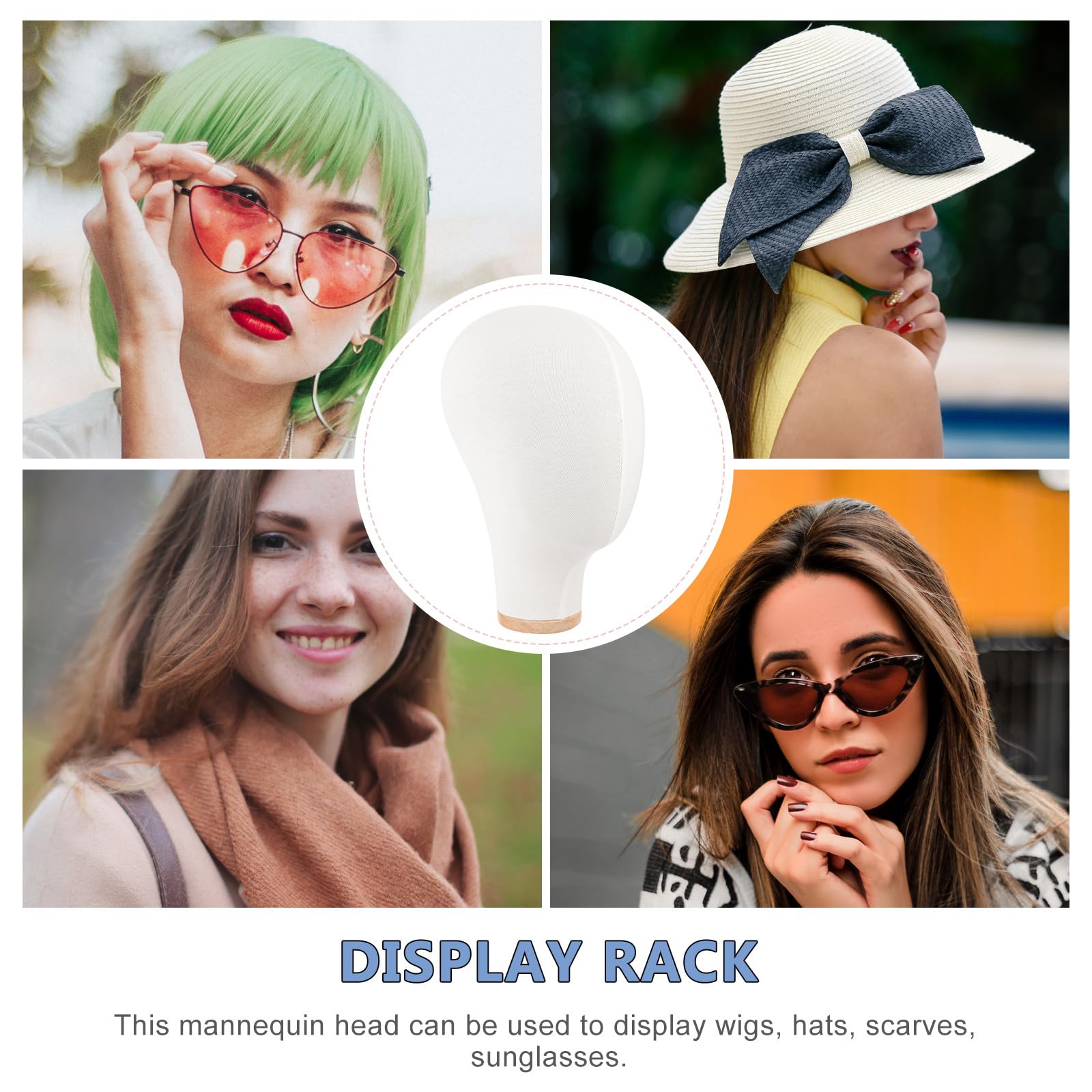 Supporto Testa Manichino per Cappelli e Occhiali Materiale Sintetico Bianco, Superficie Liscia e Applicazione Multipla per Esposizione in Negozio e Collezioni Parrucche