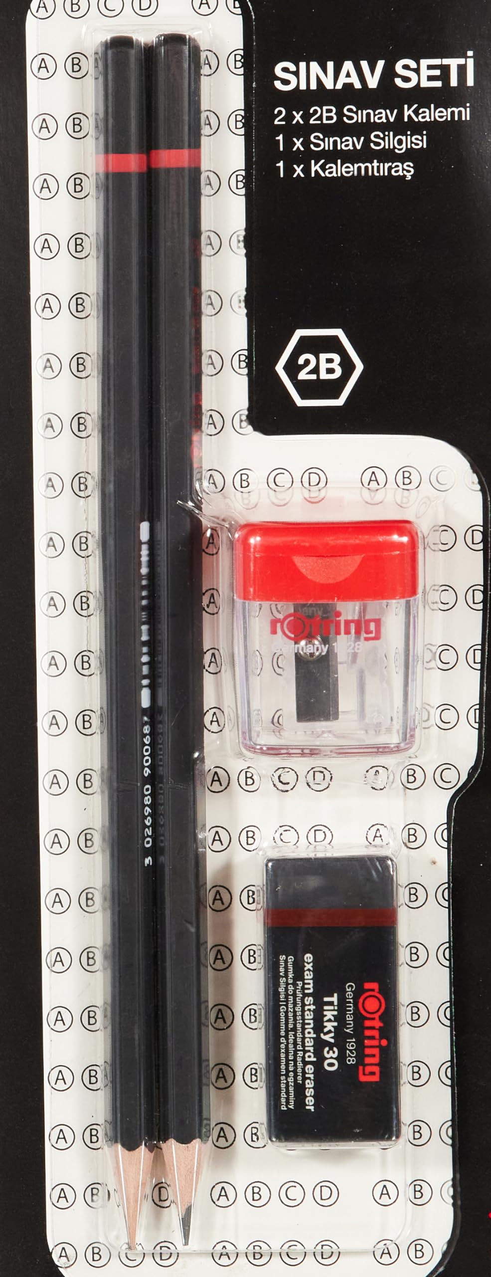 Rotring RO-2090068WK zestaw kontrolny – ołówek kontrolny, gumka do ścierania, temperówka, czarny