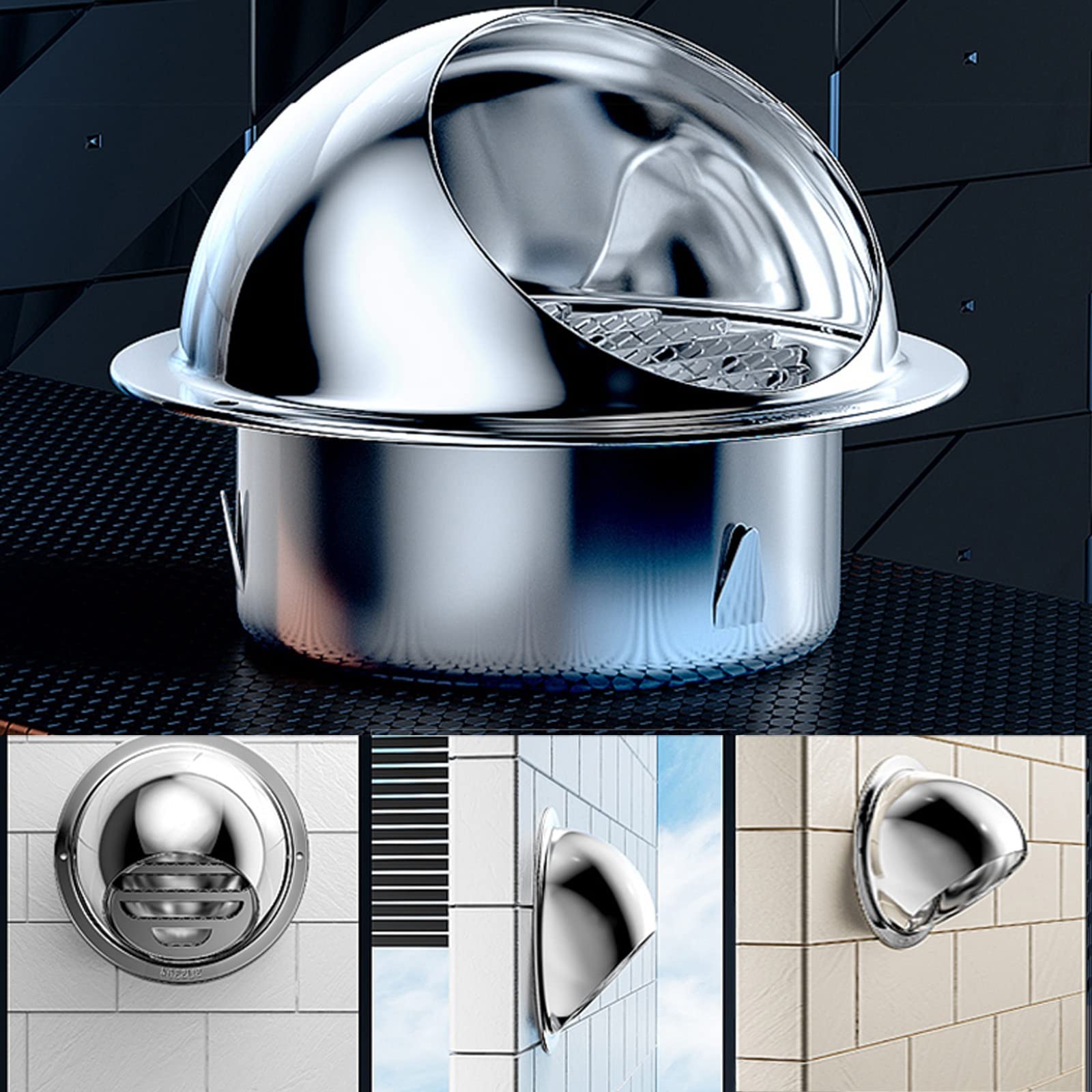 Argent Bouche De Sortie Ventilation Grille En Acier Inoxydable, Durable Grille D'Aération Murale Avec/Maille Circulation De L'air Pratique Sortie D'évacuationGrille Ventilation Hotte ( Size : 200mm/7.
