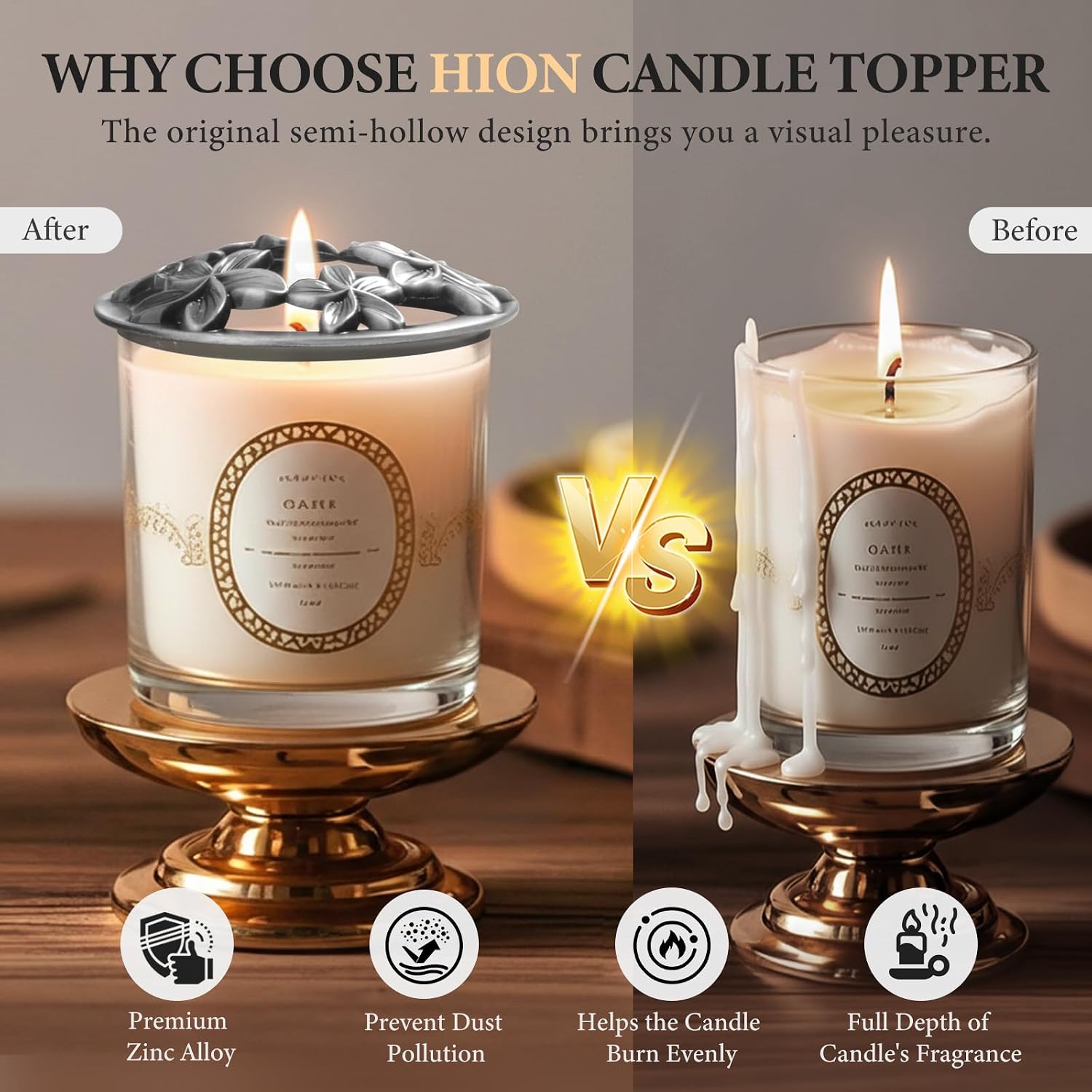 Hion Scented Candle Topper Cover to Burn Evenly Candle Jars Accessories image 2