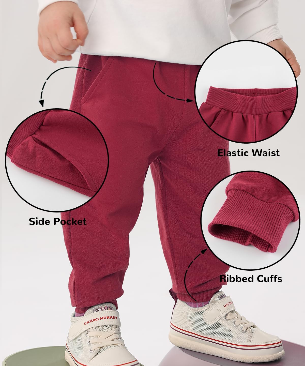 GFQLONG 2/3 Pack Toddler Pants Sweatpants Boys Cotton Joggers, Athletic Pull on Sweat Pants with Pockets for Kids Clothes - Image 4