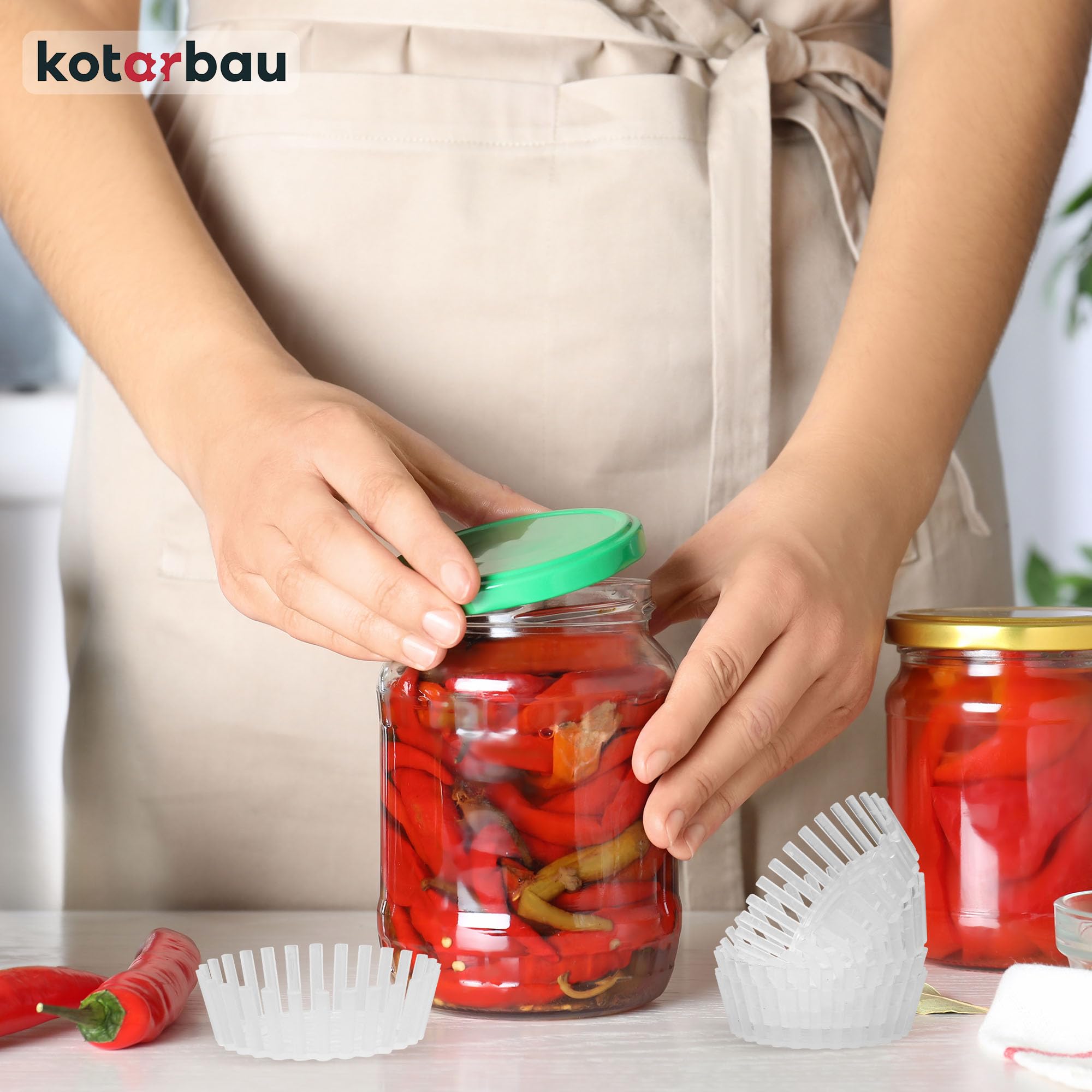 KOTARBAU® Set 10 Pezzi Pressini Per Barattoli Conserve - Plastica - 100 mm - Bianco - Pressini per Conserve - Presselli per Barattoli
