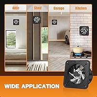 Vista 8 de YOZON 8-Inch Kitchen Exhaust Fan with Switch, 700CFM Garage Exhaust Fan, Ventilation Fan with Backdraft Damper for Attic, Workshop, Window, Smoking