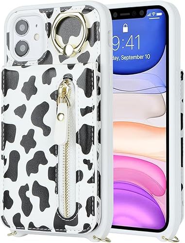 Miniatura 8 de Funda para iPhone 11 con tarjetero para mujer, iPhone 11 con correa y ranuras para tarjetas de crédito, bandolera con cremallera y función atril, a