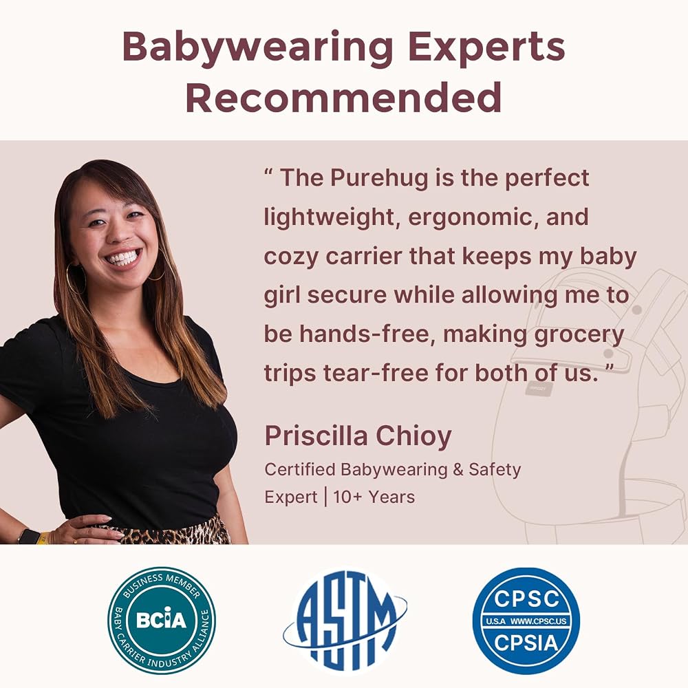 Momcozy Baby Carrier - Ergonomic, Cozy and Lightweight Carrier for 7-45lbs, Effortless to Put On, Ideal for Hands-Free Parenting, Enhanced Lumbar Support, Purehug for Infant to Toddler, Khaki