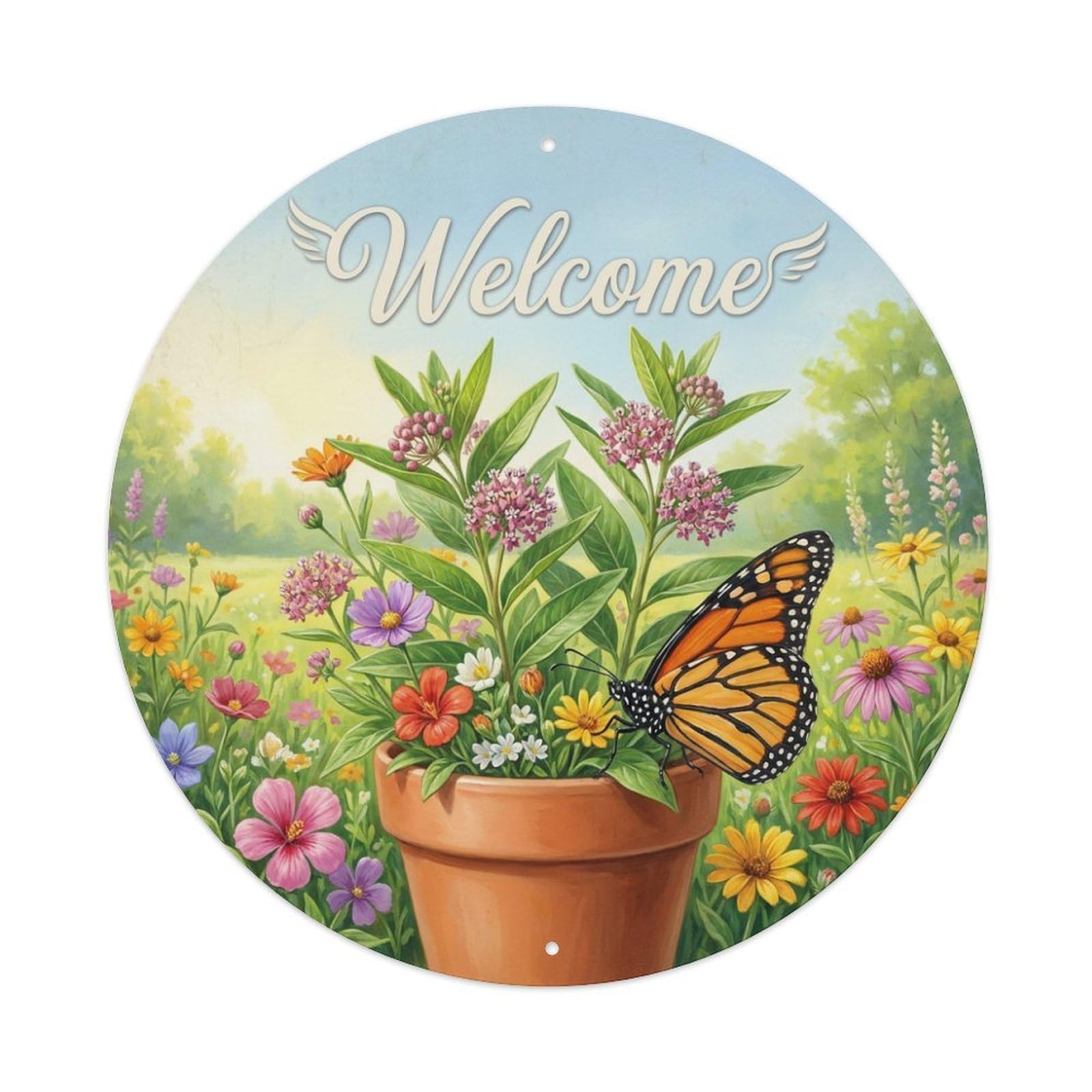 Metal Tin Sign Welcome Butterfly Garden