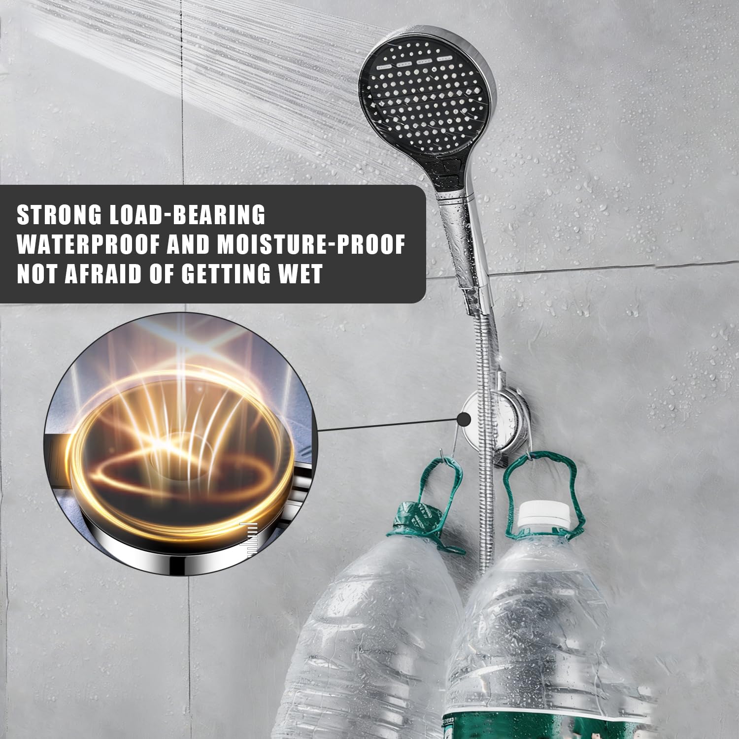Supporto Soffione Doccia, Supporto Doccia, Supporti Docciato 360° Regolabile, Supporti Soffione Docciato Universale con Ventosa, Porta Doccino per Doccetta, Argento