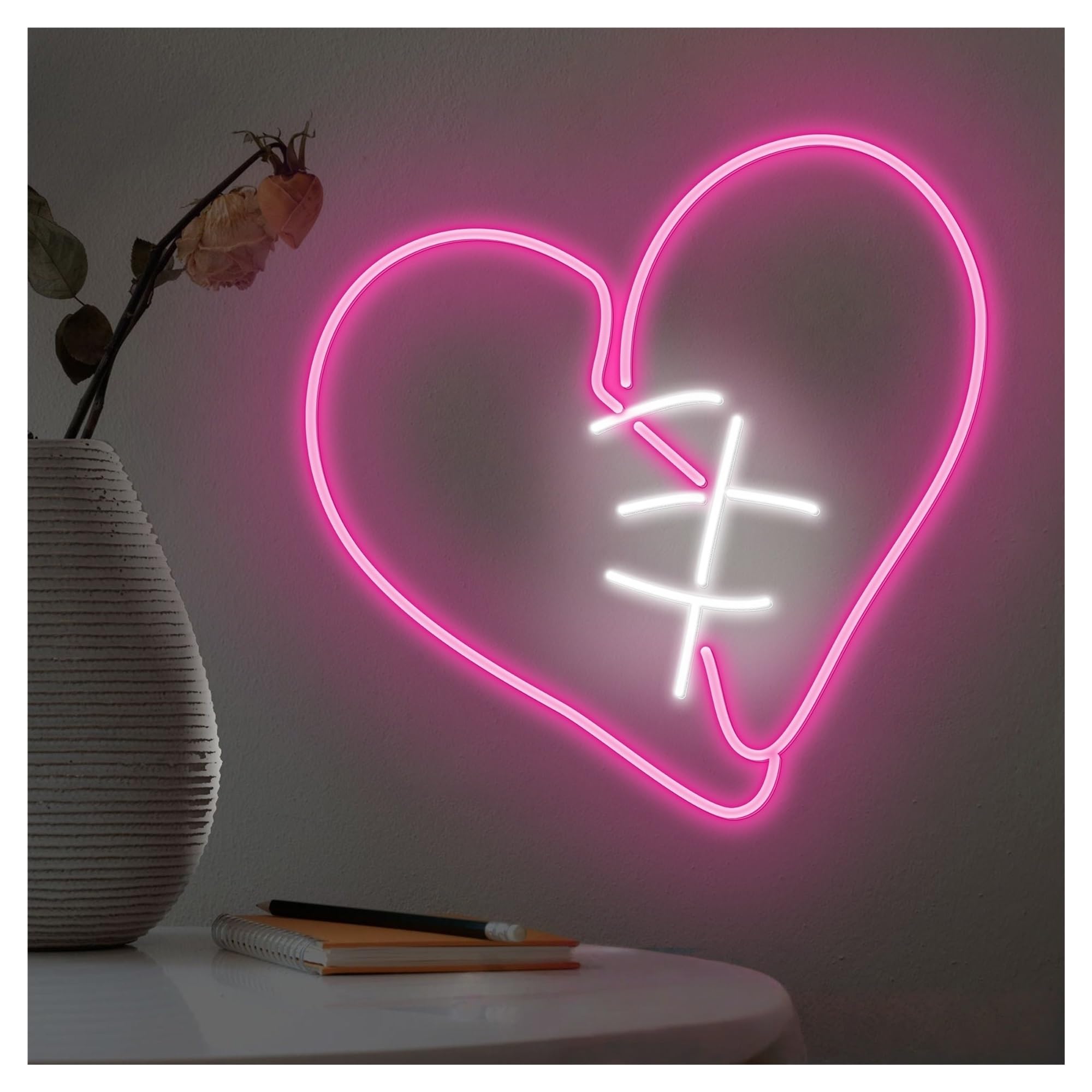 SHOUXI Sign Lamp Broken Heart Neon Sign, Suitable for Bedroom Decor with Brightness Adjustable 36cmx36cm