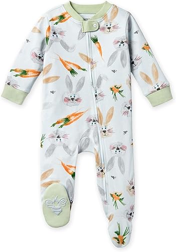Burt's Bees Baby Baby Girls' Sleep and Play Pajamas, 100% Organic Cotton One-Piece Romper Jumpsuit Zip Front Pjs