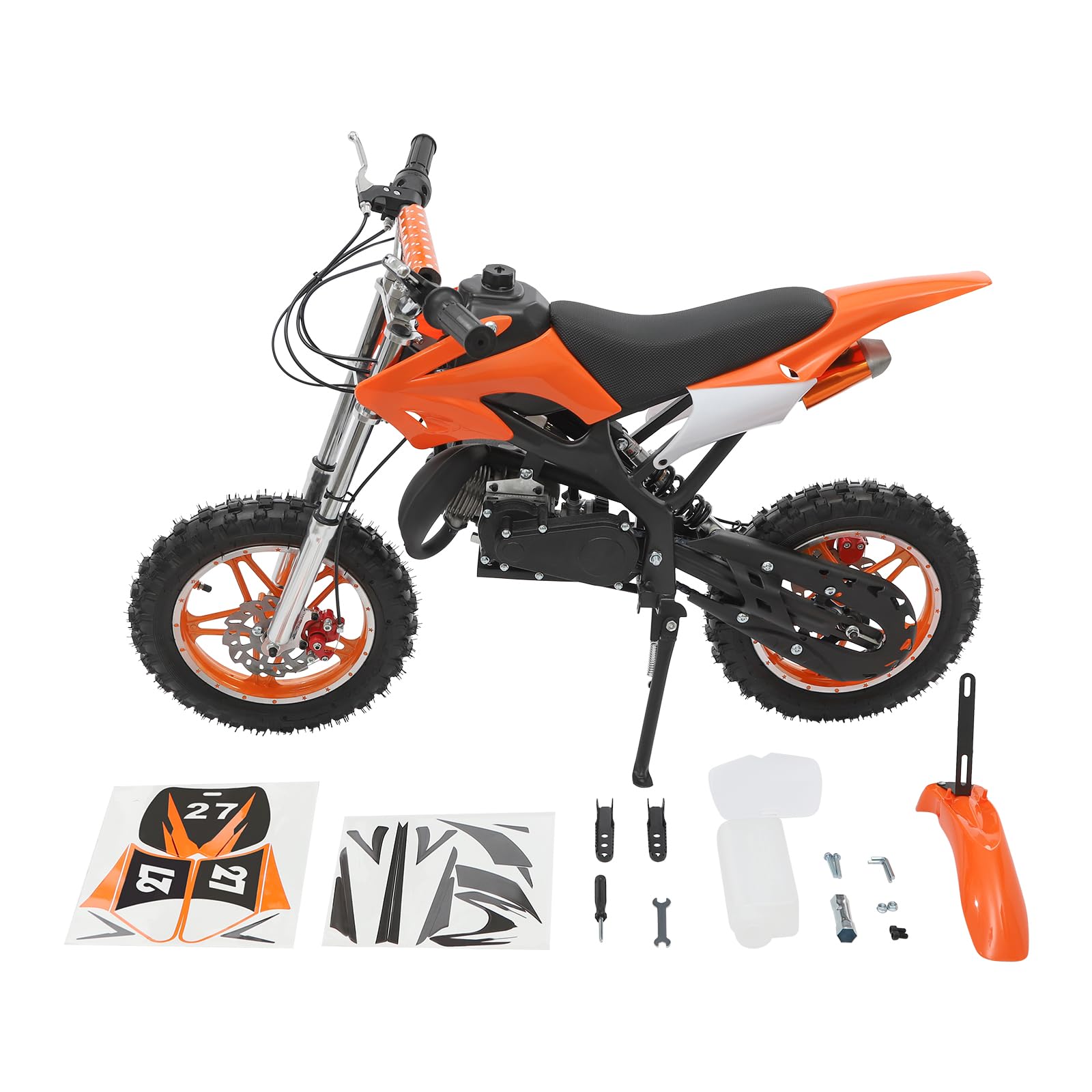 Dirt Bike de 49 cc, para niños, jóvenes, Crossbike de 2 tiempos, 10 pulgadas, método de arranque manual, frenos de disco, hasta 60 km/h, máx. 100 kg, Motorsport Pocket Crossbike (naranja)
