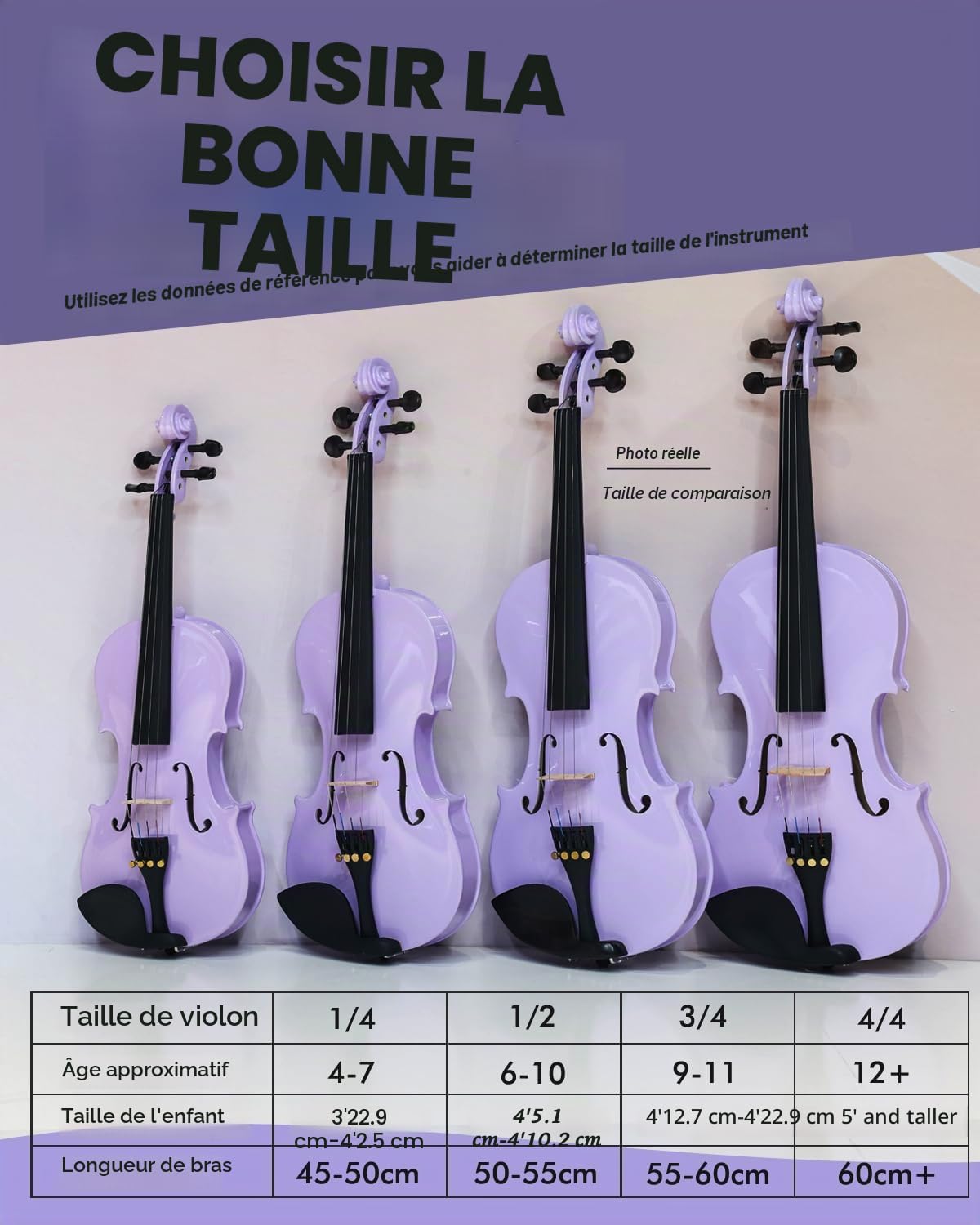 Aileen 4/4 Violon pour Adultes Débutants, Kit de Démarrage pour Enfants 12+, Ensemble Violet avec 13 Accessoires, Pupitre, Autocollant Touche