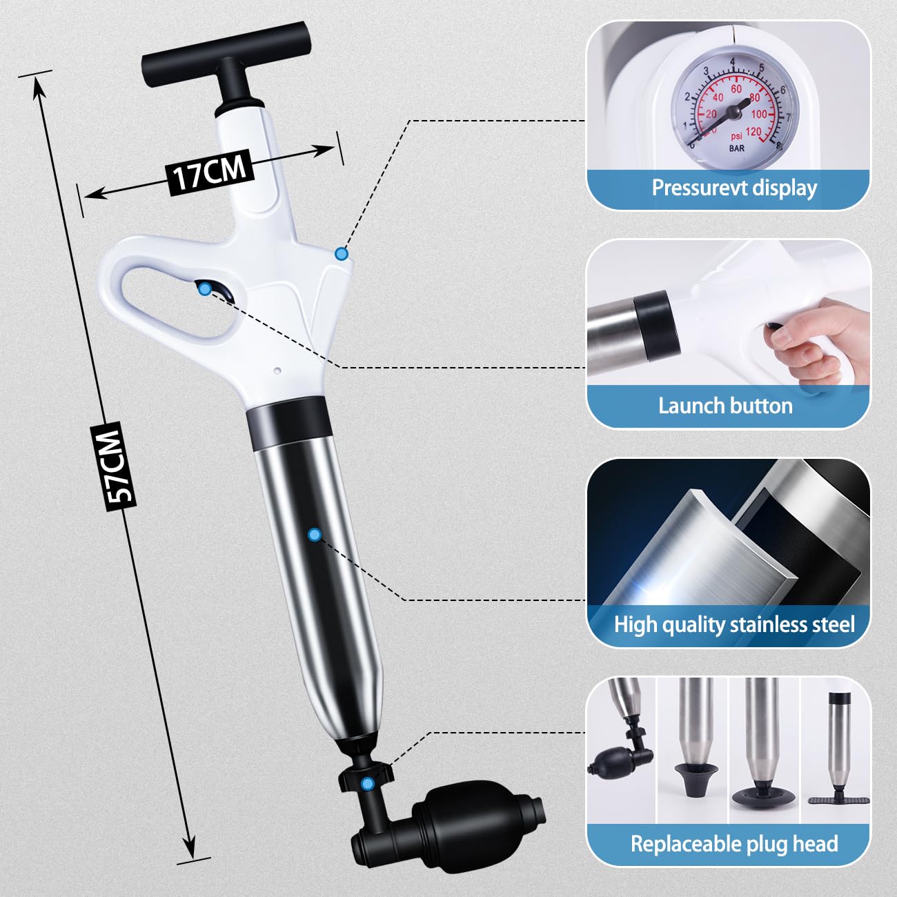 Sturalavandini A Pressione - Pompa Ad Aria Compressa Fino A 8 Bar Con 4 Testine E Manometro - Foto 7