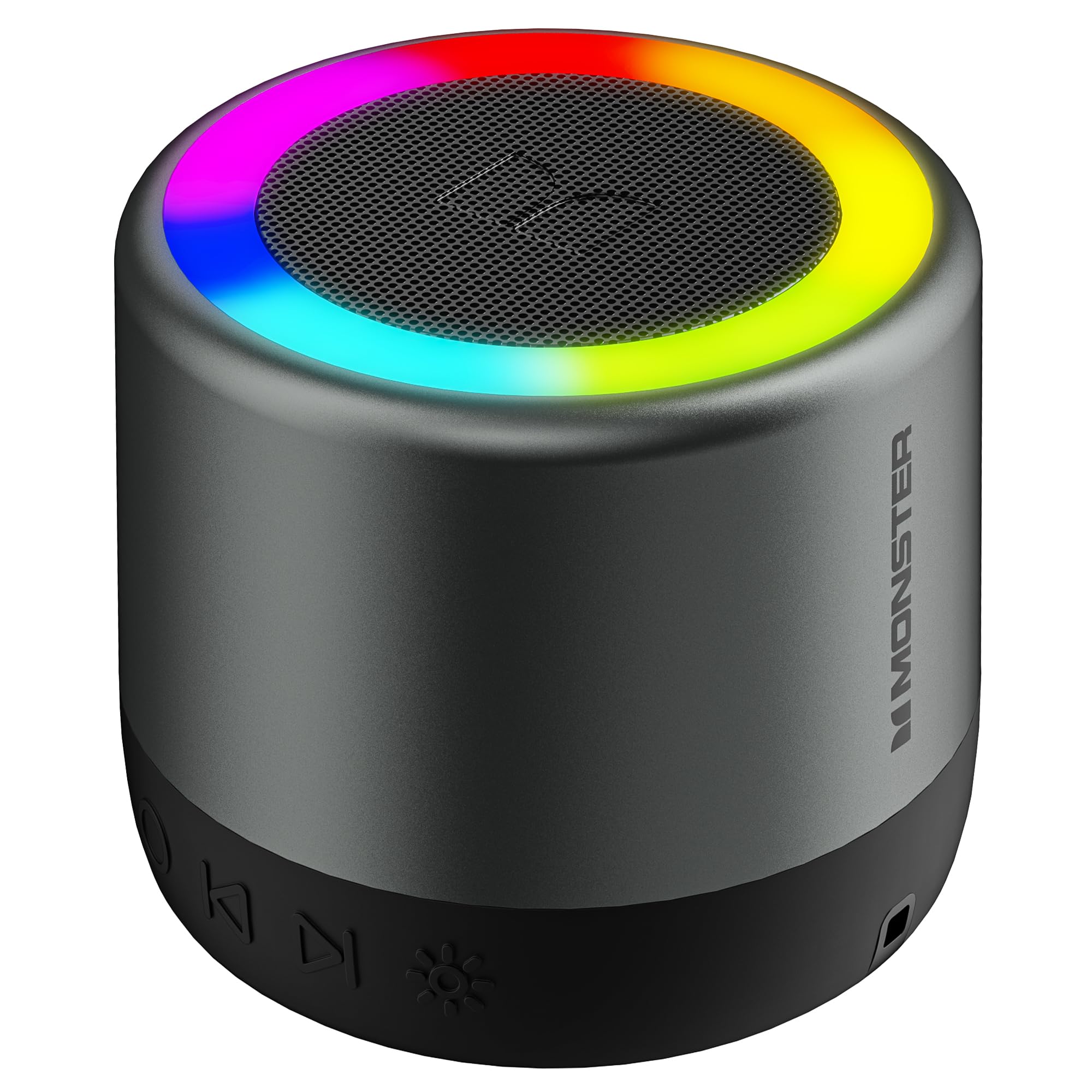 Monster S270 Bluetooth Speaker, Mini Portable Speaker with 360° Surround Sound, Bluetooth 6.0, Colorful Lights, TWS Paring, IPX6 Waterproof Wireless Speaker for Hiking, Cycling, and Indoor Activities