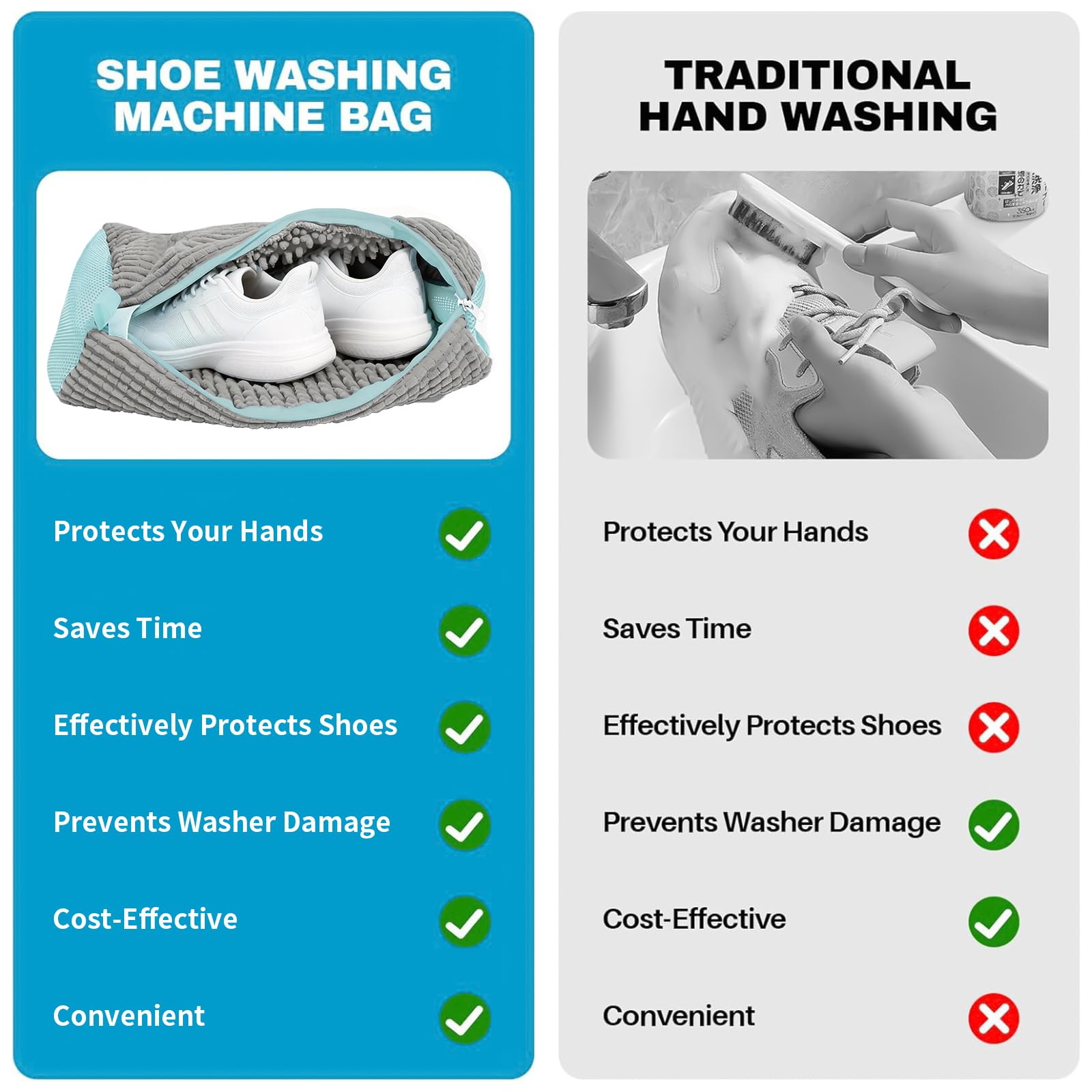 Sacchetto per Lavare Scarpe in Lavatrice, 2 Pezzi Grigi, Cerniera Antiruggine, Oltre 10.000 Microfibre, Protezione 360° per Lavaggio e Asciugatura, Adatto a Sneakers, Sportive e in Tela (Grigio 2)