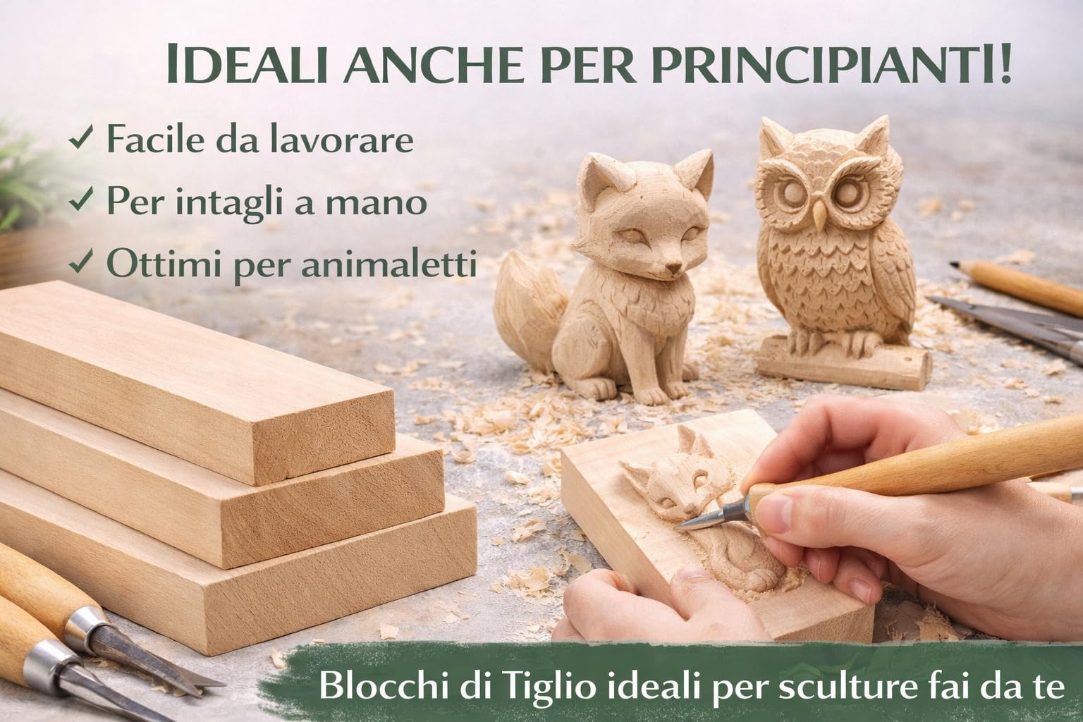 2 Blocchi Legno Tiglio per Intaglio (30x10x3 cm) – Legno Morbido per Wood Carving, Ideale per Principianti e Hobby Creativi