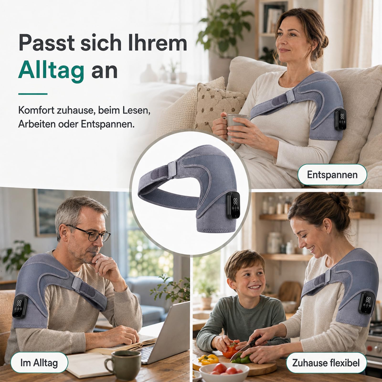 Relivera 3-In-1 Schultermassage Mit Dreifacher Massagefunktion | Kabelloses Design, Lange Akkulaufzeit, Verschiedene Massageprogramme