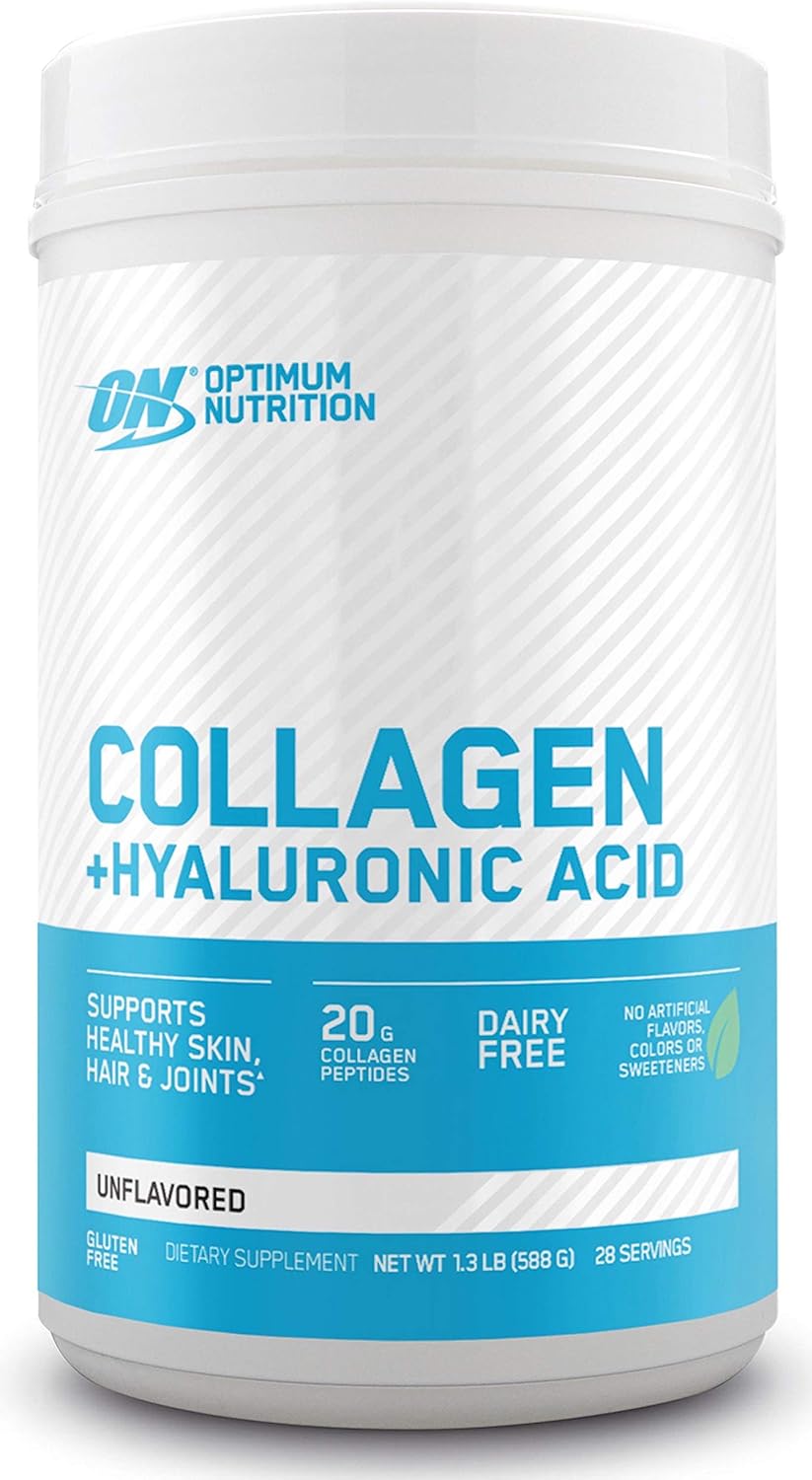 Collagen Peptides Powder By Optimum Nutrition, Vitamin C & D for Immune Support, 20g Hydrolyzed Collagen with Hyaluronic Acid, Unflavored, 28 Servings, Supports Healthy Skin, Hair & Joints