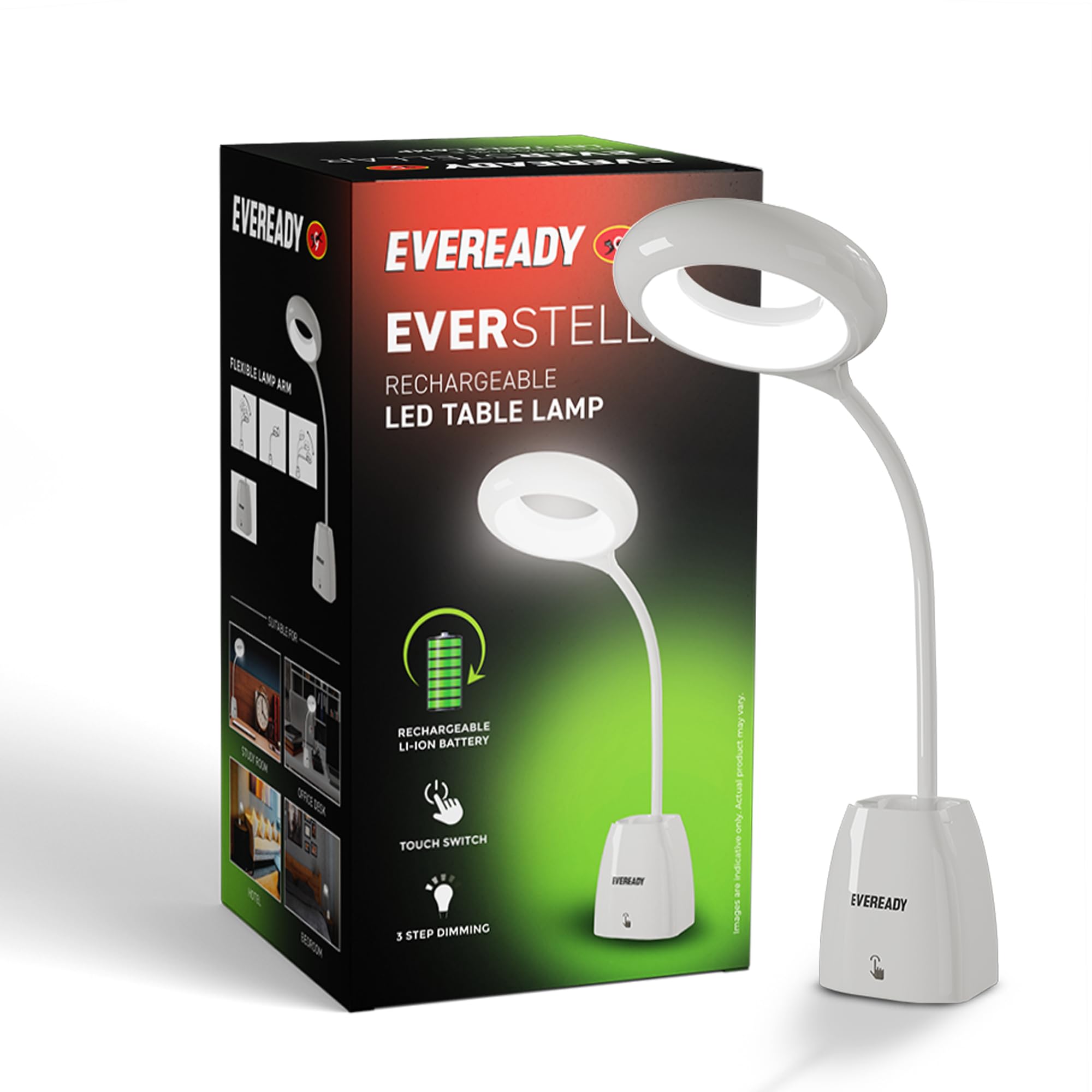 Eveready 3-in-1 Table Lamp with Flexible Gooseneck, 3-Step Touch Dimming, USB Charging, Pen Holder & Phone Stand - Portable LED Light for Home, Office & Study-image-39