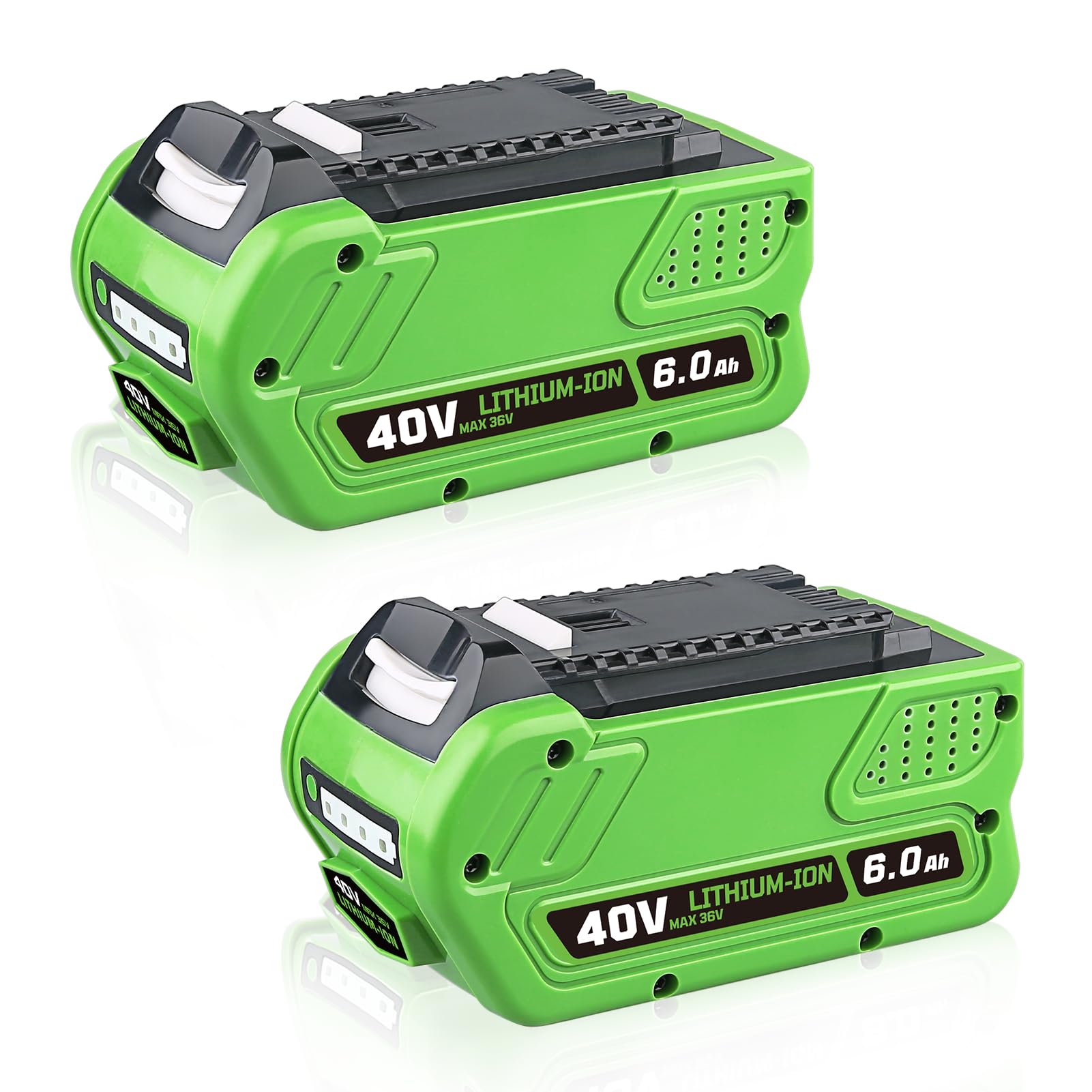 ZEERISA 6.0Ah 29462 29472 Lithium 40V Battery Replacement Compatible with GREENWORKS 40Volt 40V 29472 29462 2901319 24282 24252 25322 21332 20672 20312 21362 26272 G-Max Garden Tools (6.0Ah 2 PACK)