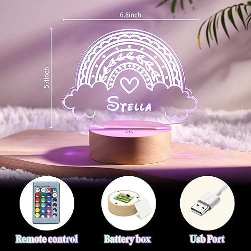 Miniatura 10 de Burst Bird Luz nocturna personalizada con nombre de regalo para bebés, decoración de guardería para niños, niñas, niños, decoración de guardería con