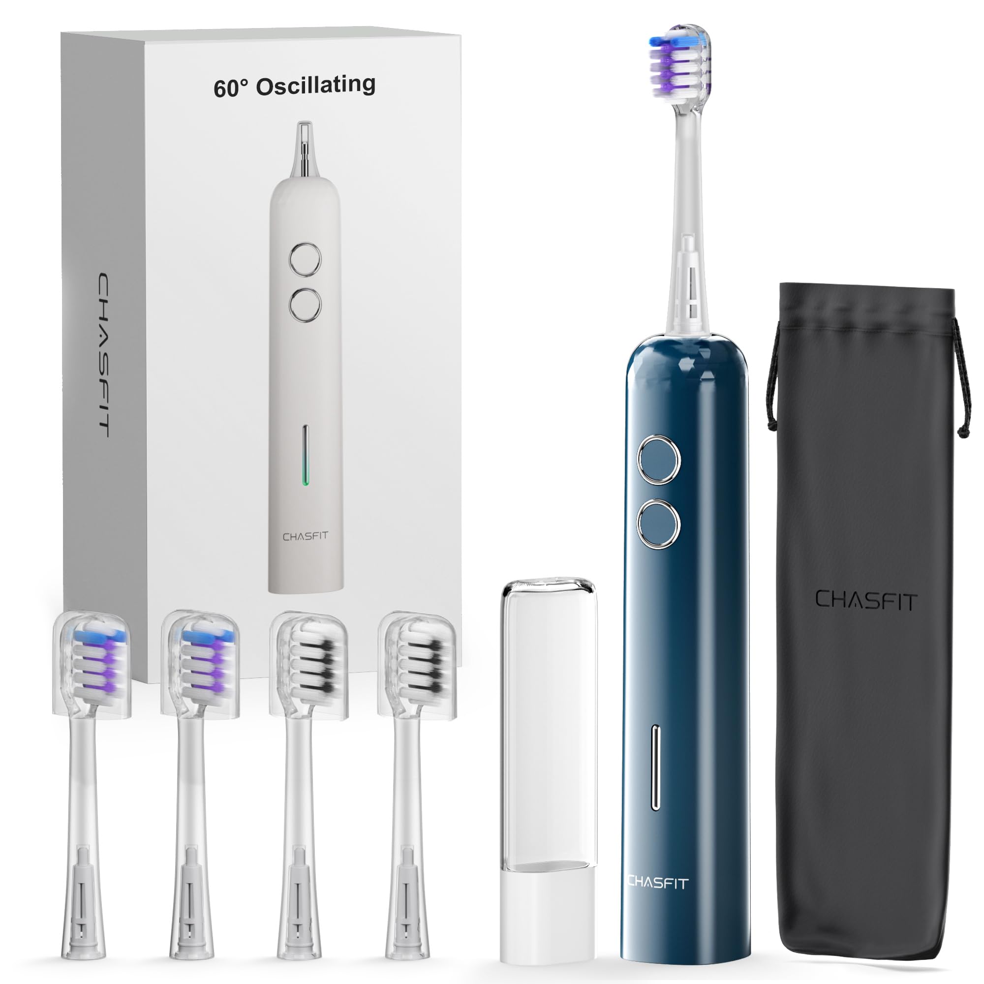 Electric Toothbrush Wave Oscillation Vibration Sonic Tooth Brush for Adults BASS-Brushing Technique Travel Rechargeable Toothbrushes 4 Soft Bristle