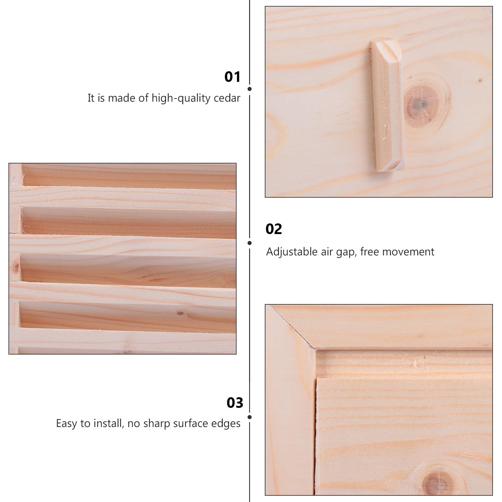 Operitacx Set di Feritoie di Ventilazione in Legno per Sauna Superficie Liscia, Facile da Installare, per Sauna e Bagno Turco, Accessorio Beige per Ricambio dell’Aria
