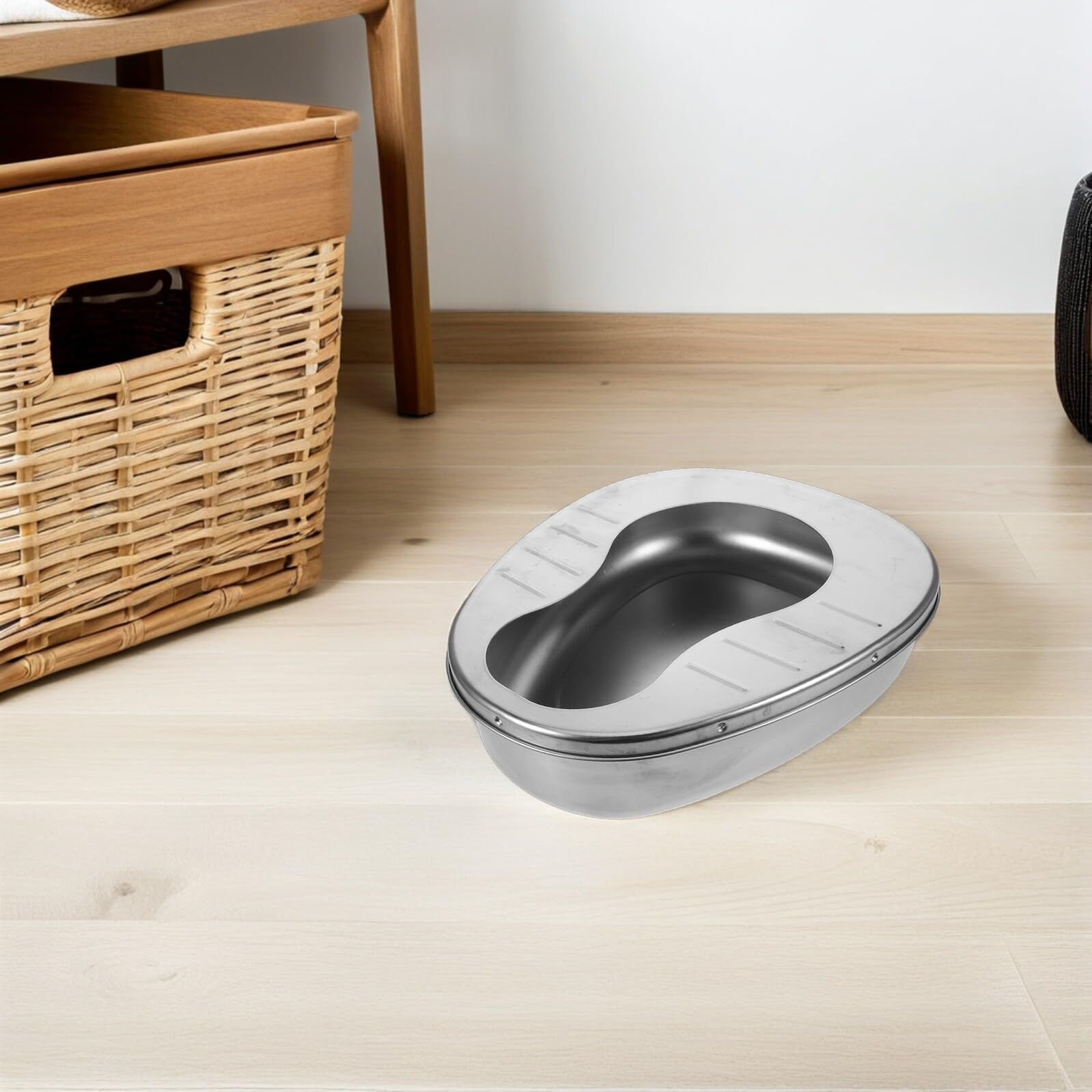 Orinal de Acero Inoxidable para Adultos, Cuña Portátil para Hombres y Mujeres, sin Tapa, Diseño Occidental, Capacidad Grande, para Pacientes Encamados, Uso en Hospitales y Cuidado