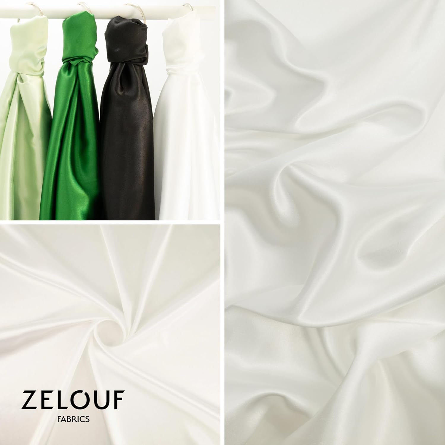 Zelouf Fabrics Charmeuse Green Satin Fabric by The Yard - Soft, Shiny, and Smooth Material for Bridal, Costumes, Crafts, Gowns, Decor, DIY Projects, Seamless and Smooth - Neon Jade Glow, 3 Yard