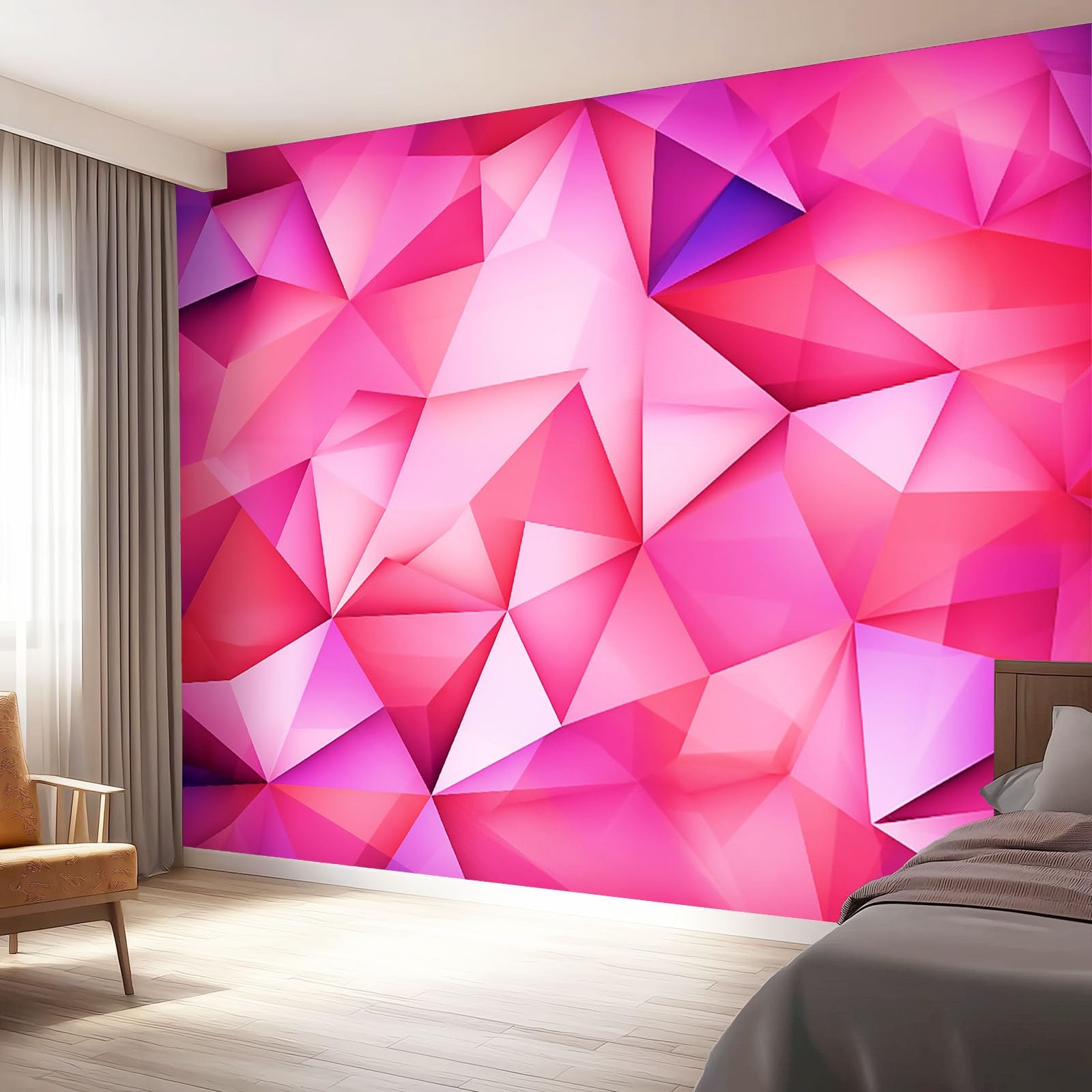 Generico Carta Da Parati Temi Semplice - 300 x 210 cm 3D Effetto Carta Da Parati Non Tessuto Decorazioni Per Soggiorno Camera Da Letto, Cristallo Geometria Triangolo Motivo Murales
