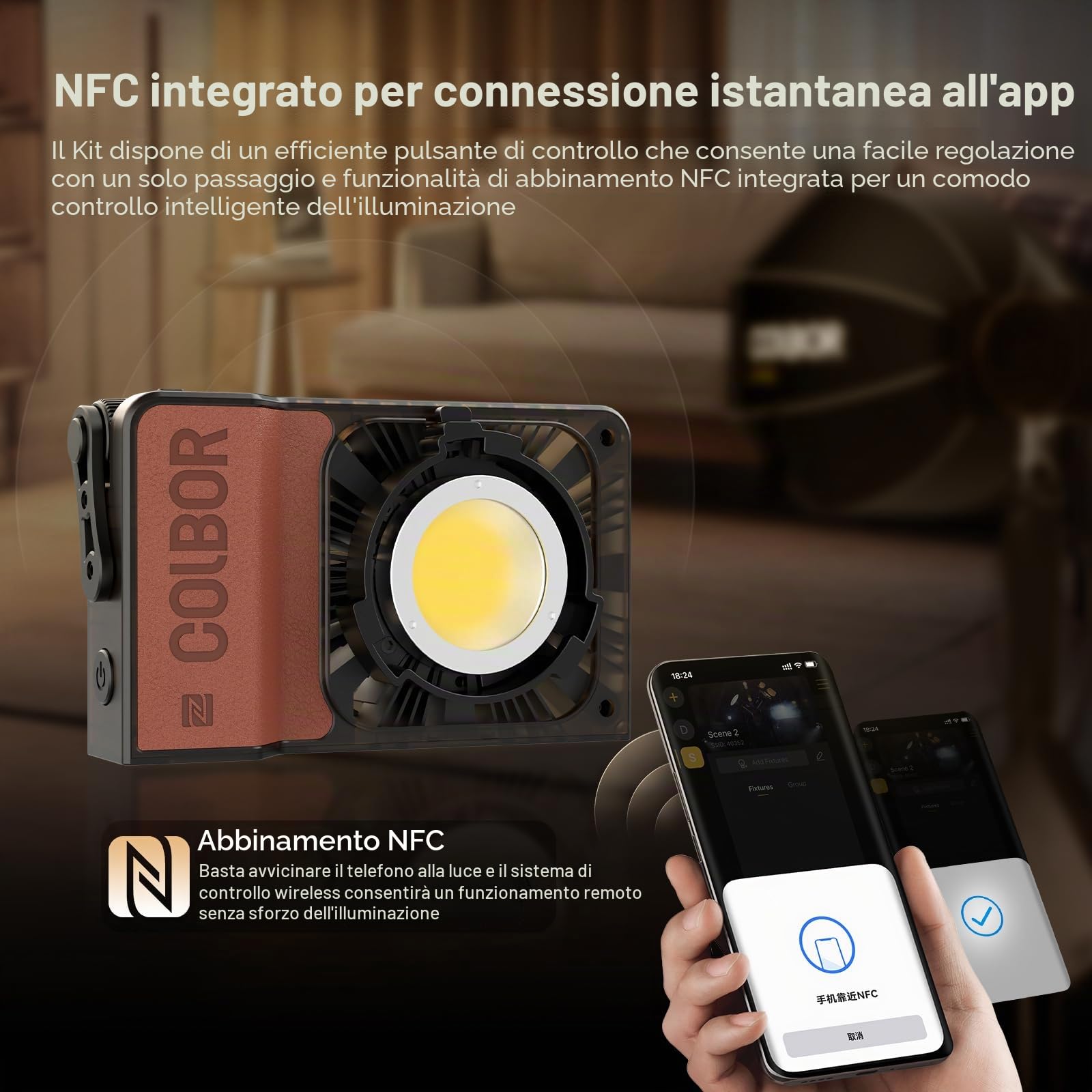 Lampada video, COLBOR W100, 2700-6500K, CRI 97+ 100W, piccola luce a intensità variabile, controllo per applicazione, luce fotografica compatta per Vlog Youtube con batteria carica