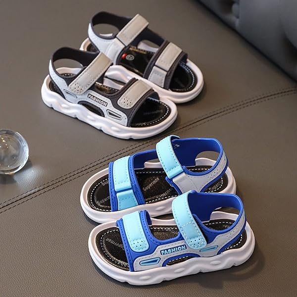 Sandales pour garçons et filles - Chaussures plates antidérapantes - Coupe large - Sandales d'été légères et douces - Chaussures de marche à bout ouvert - Faciles à enfiler - Confortables - Chaussures - 5