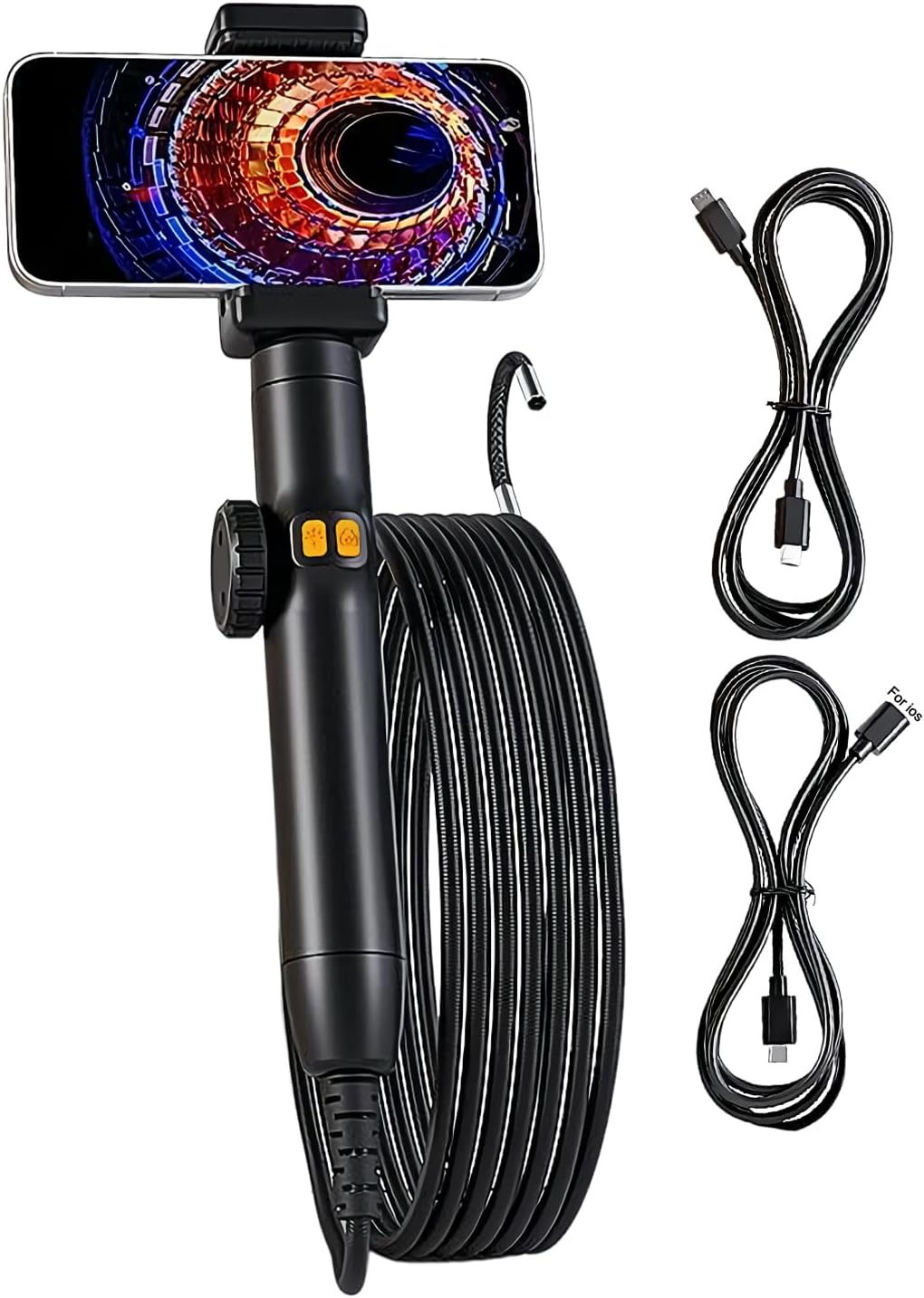 Endoscope Camera with Light, Industrial Inspection Camera, Waterproof Snake Scope, Flexible Tube for Duct, Hvac System, Electrical Equipment Maintenance, Industrial Use, Size 6mm and 8mm